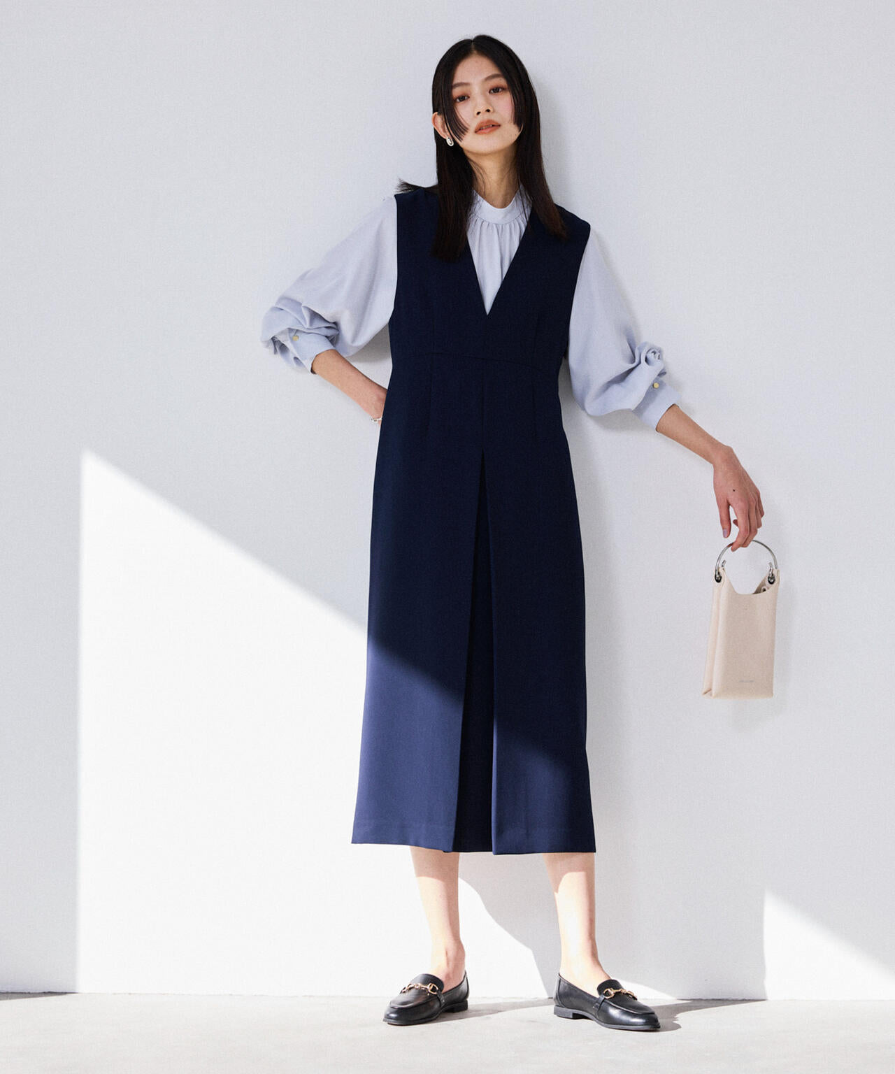 モダールピーチスタンドギャザーブラウス 6694120301