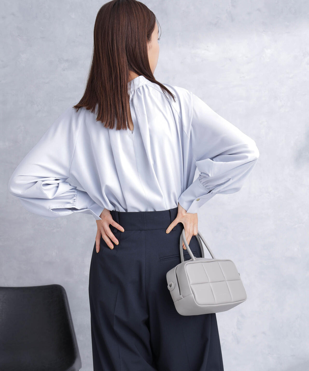 モダールピーチスタンドギャザーブラウス 6694120301