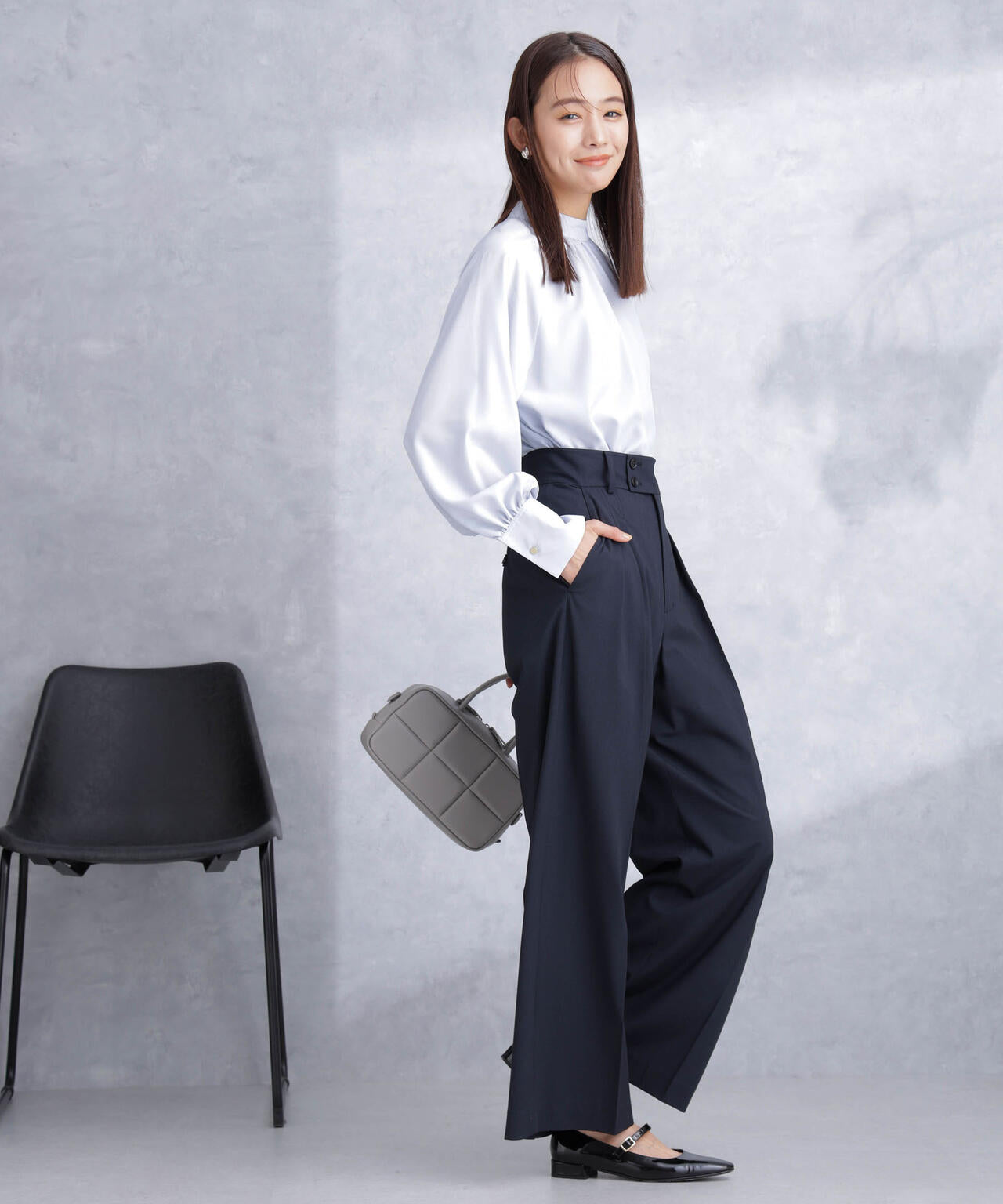 モダールピーチスタンドギャザーブラウス 6694120301