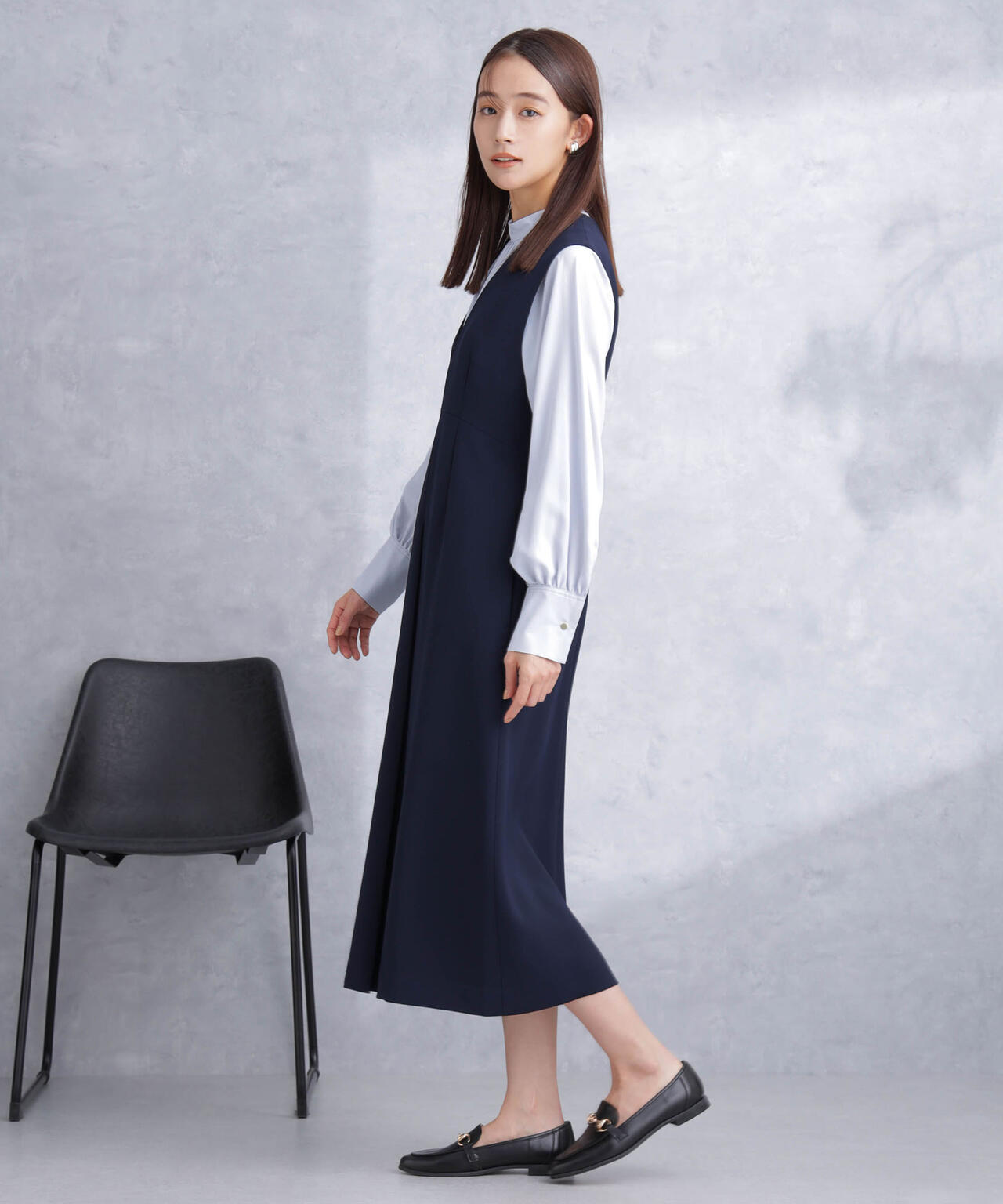 モダールピーチスタンドギャザーブラウス 6694120301