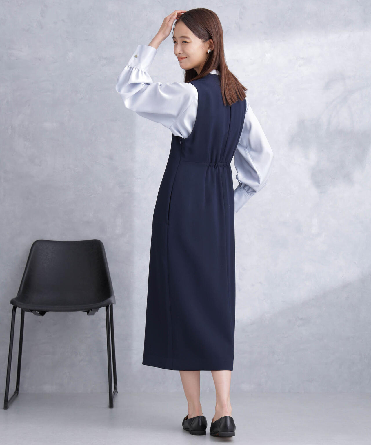 モダールピーチスタンドギャザーブラウス 6694120301