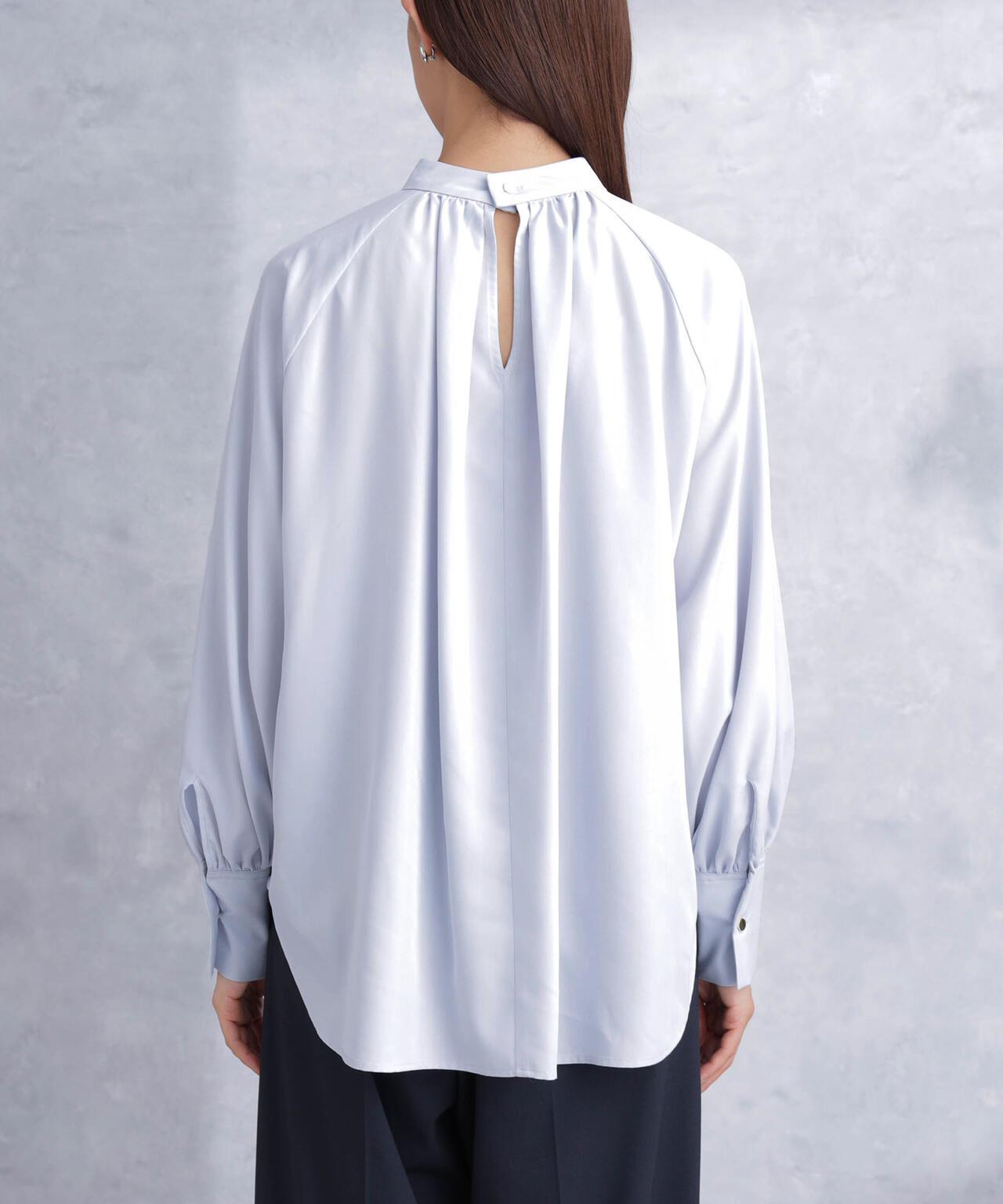 モダールピーチスタンドギャザーブラウス 6694120301