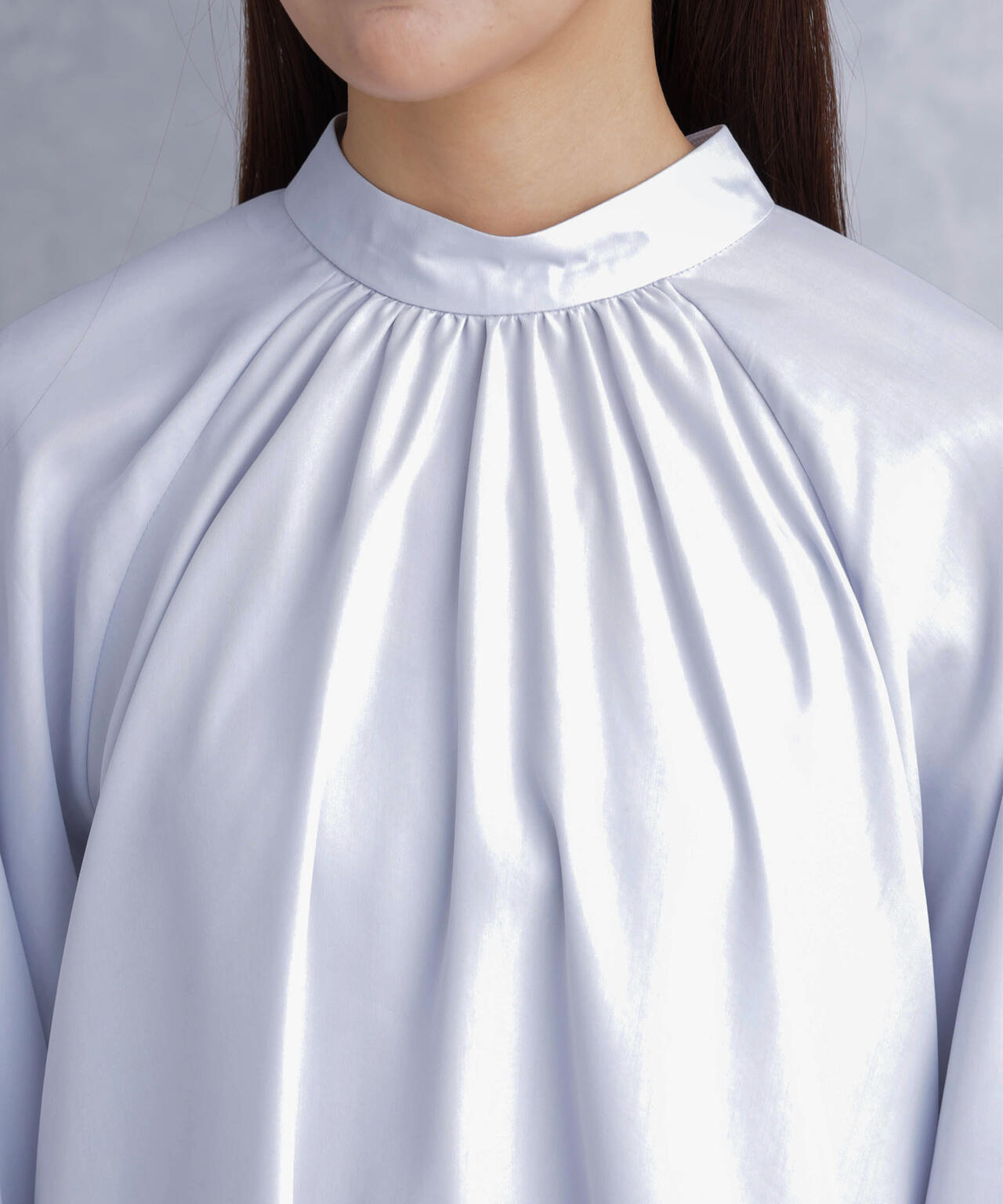 モダールピーチスタンドギャザーブラウス 6694120301