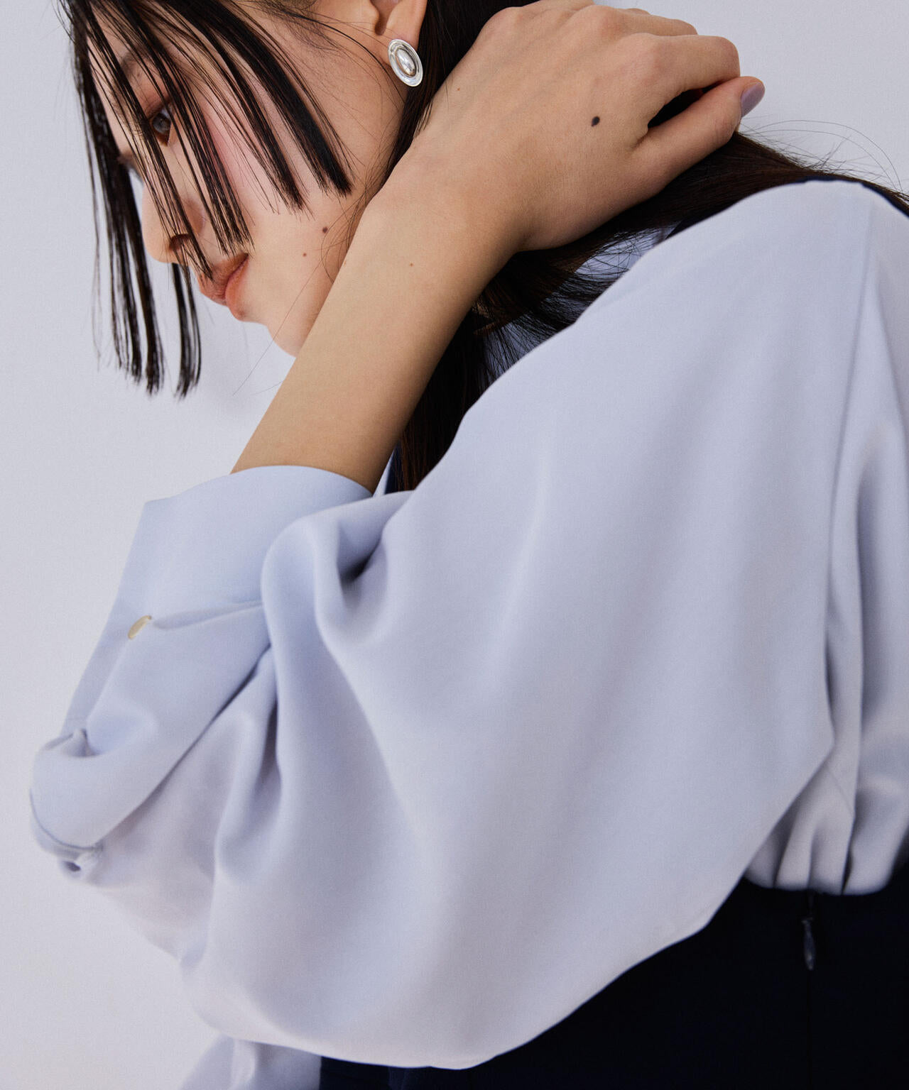 モダールピーチスタンドギャザーブラウス 6694120301