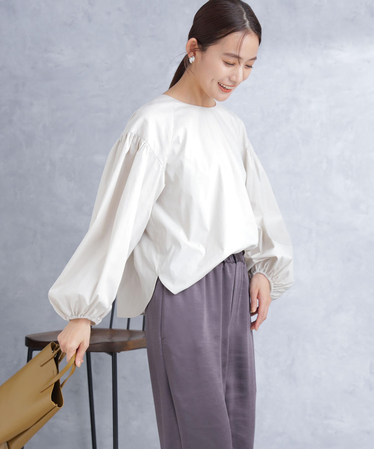 ボリュームスリーブタフタブラウス(セットアップ可) 6694120304