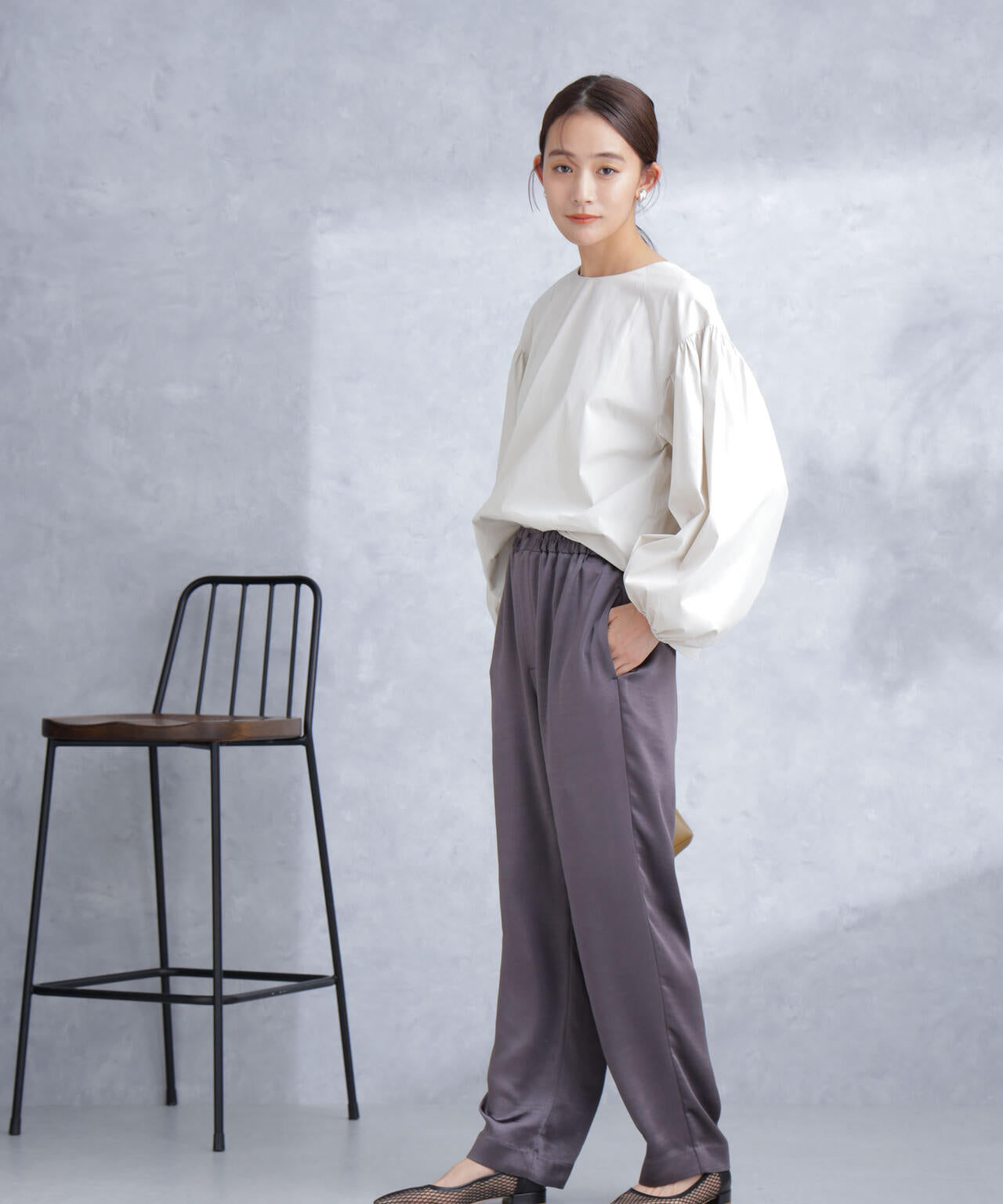 ボリュームスリーブタフタブラウス(セットアップ可) 6694120304