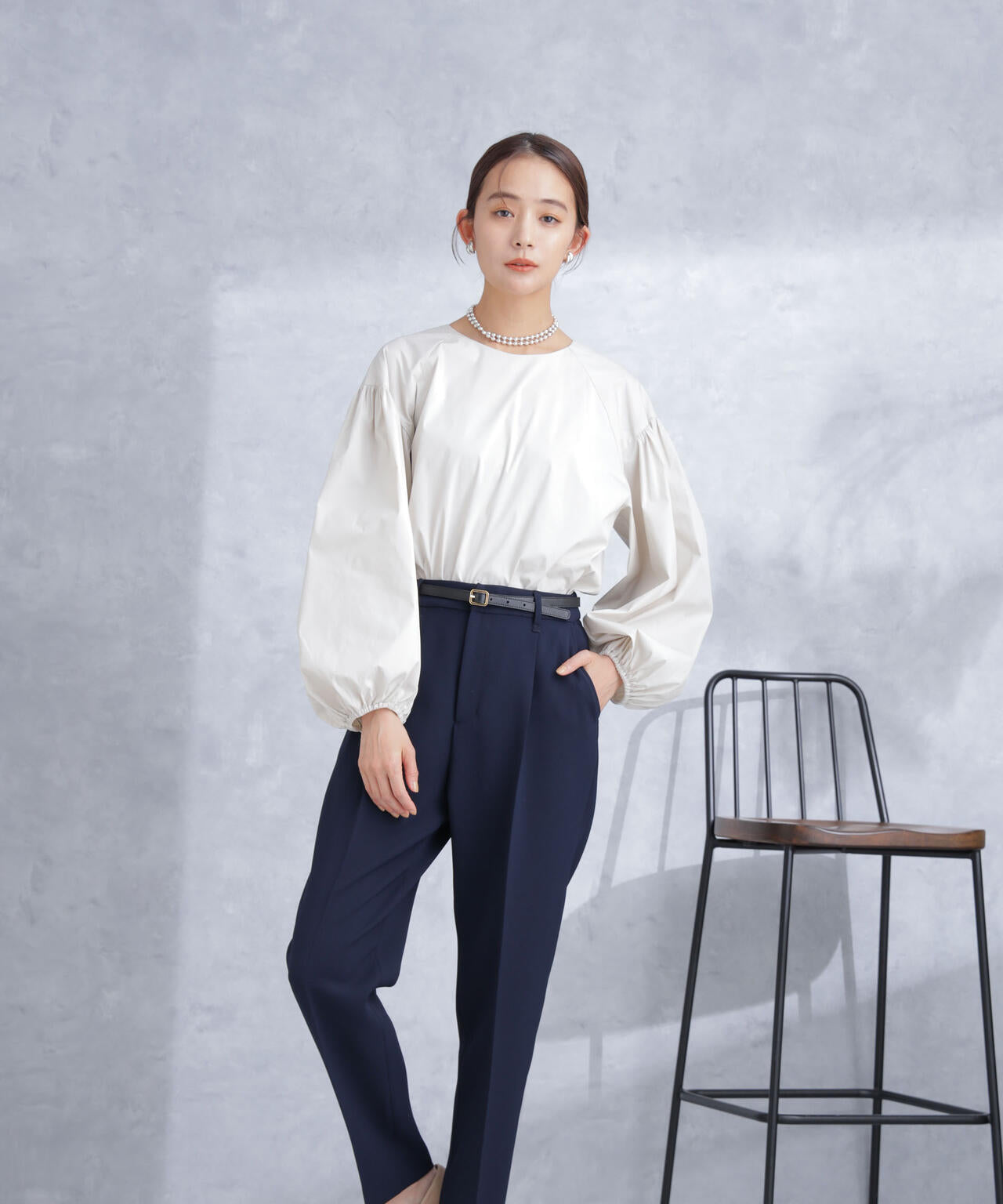 ボリュームスリーブタフタブラウス(セットアップ可) 6694120304