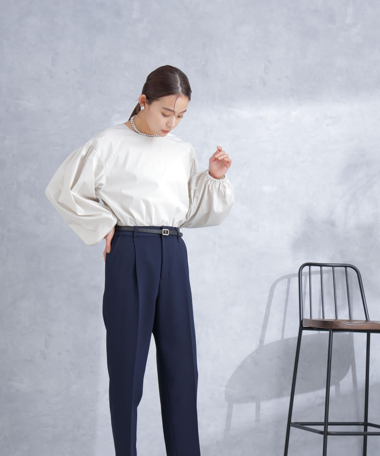 ボリュームスリーブタフタブラウス(セットアップ可) 6694120304