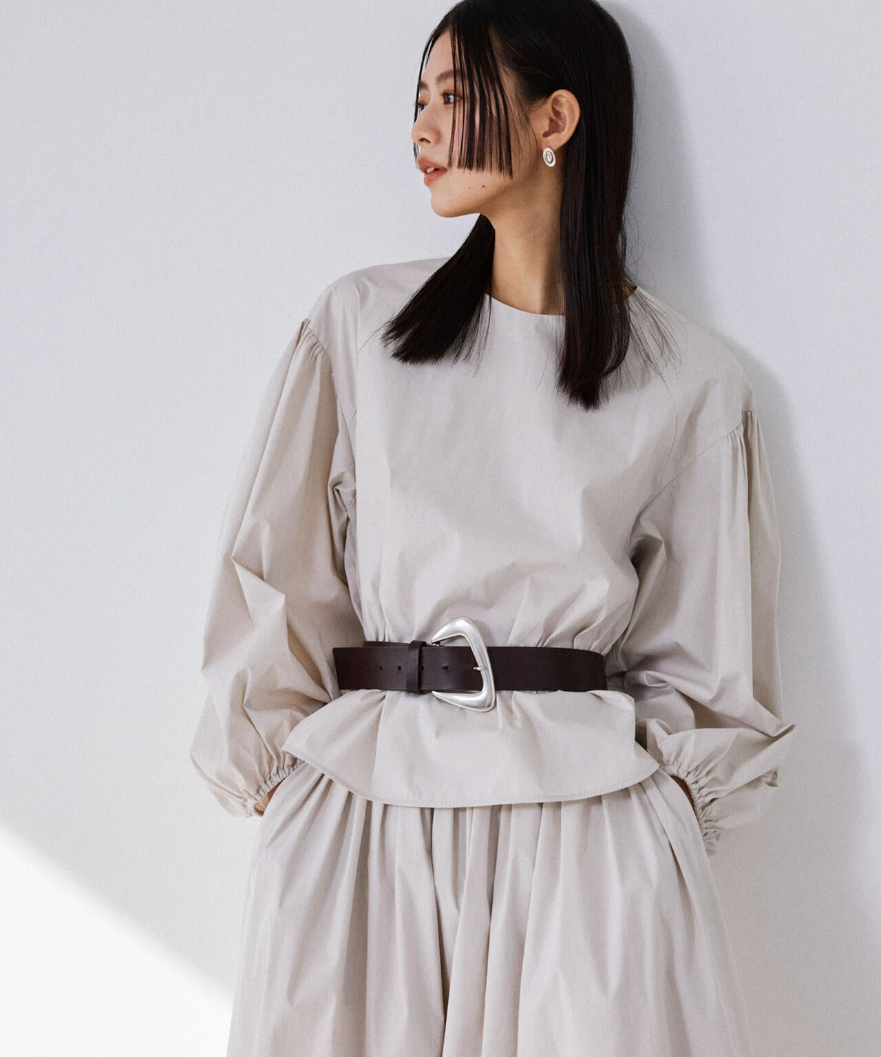 ボリュームスリーブタフタブラウス(セットアップ可) 6694120304