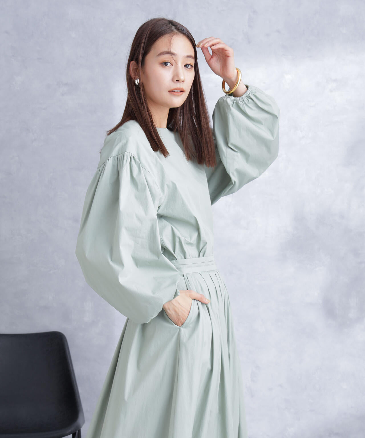 ボリュームスリーブタフタブラウス(セットアップ可) 6694120304