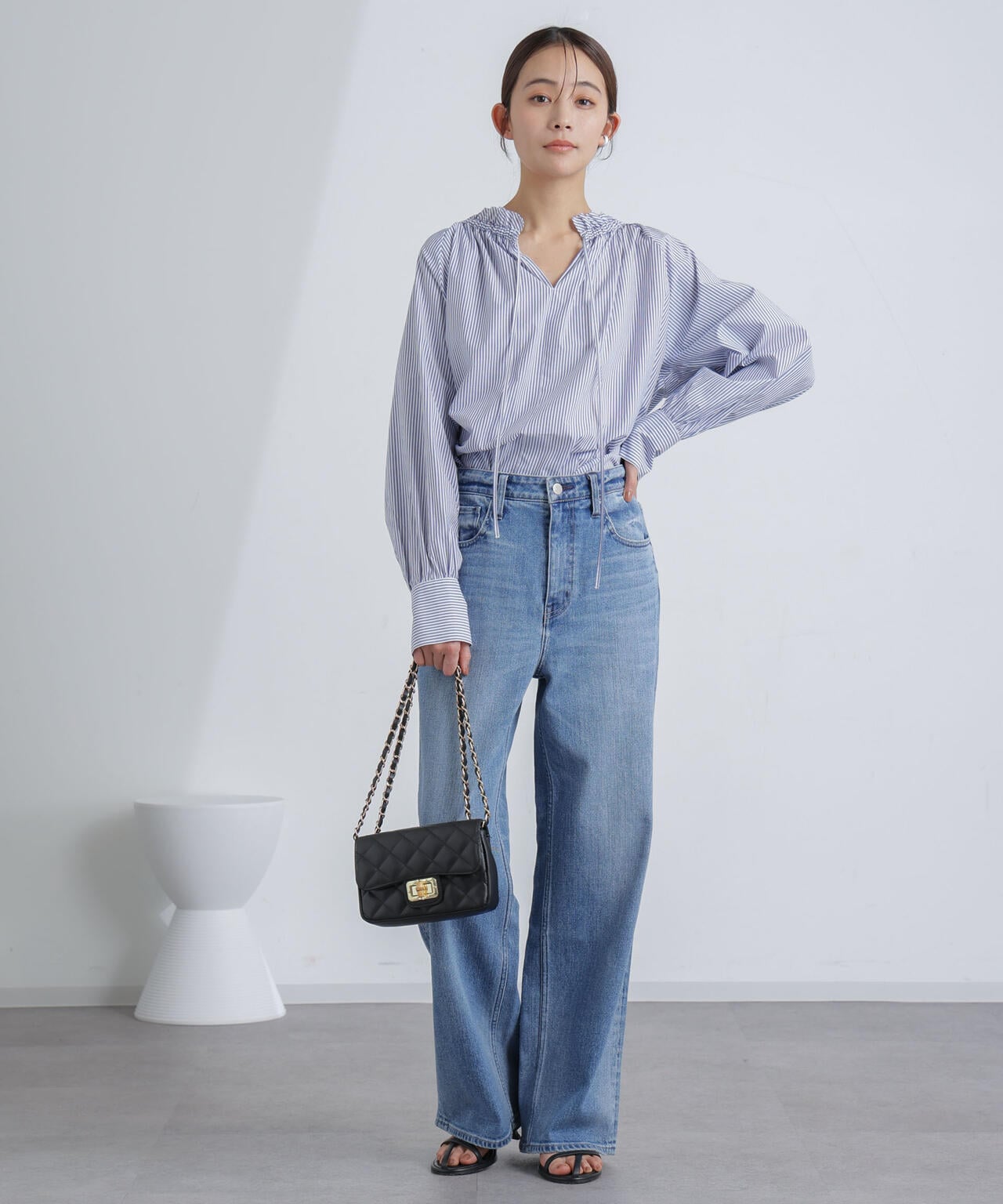 フリルカラーギャザーブラウス 6694120305