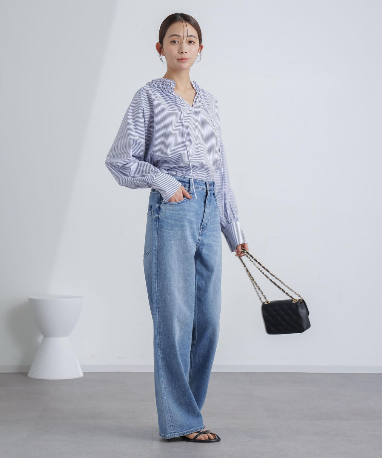 フリルカラーギャザーブラウス 6694120305