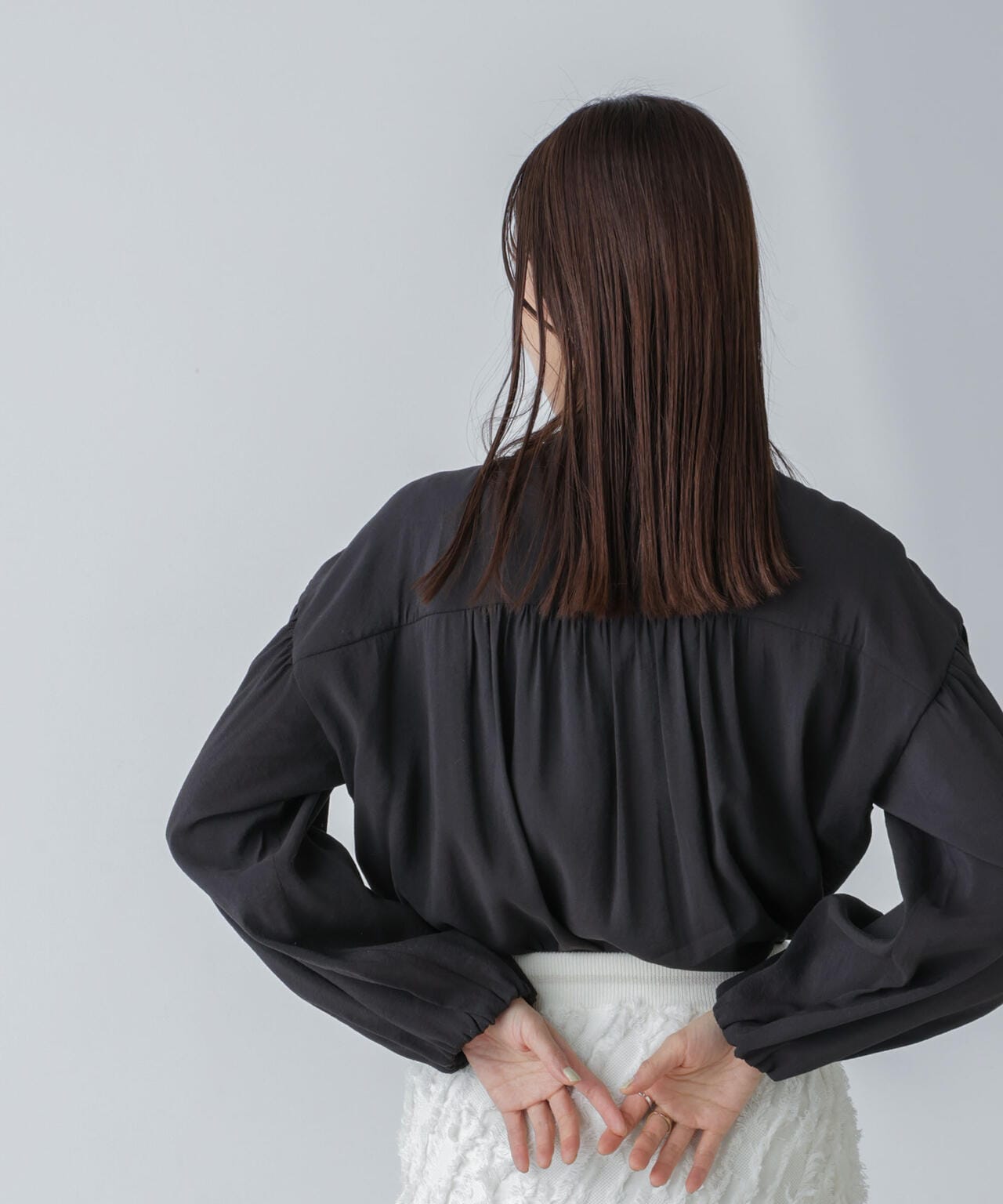 「星玲奈×NANO universe」ジョーゼットボータイブラウス 6694120316