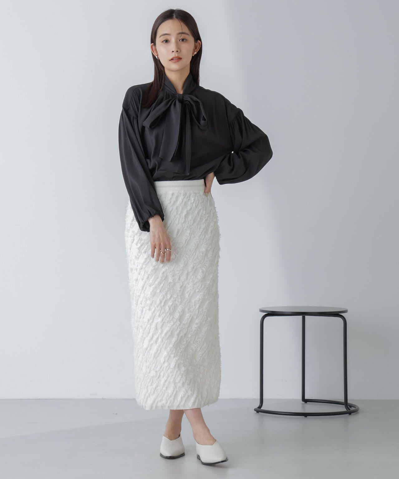 「星玲奈×NANO universe」ジョーゼットボータイブラウス 6694120316