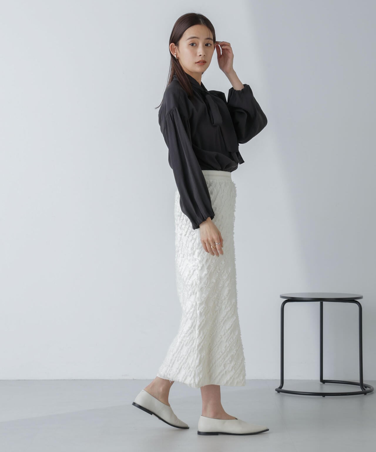 「星玲奈×NANO universe」ジョーゼットボータイブラウス 6694120316