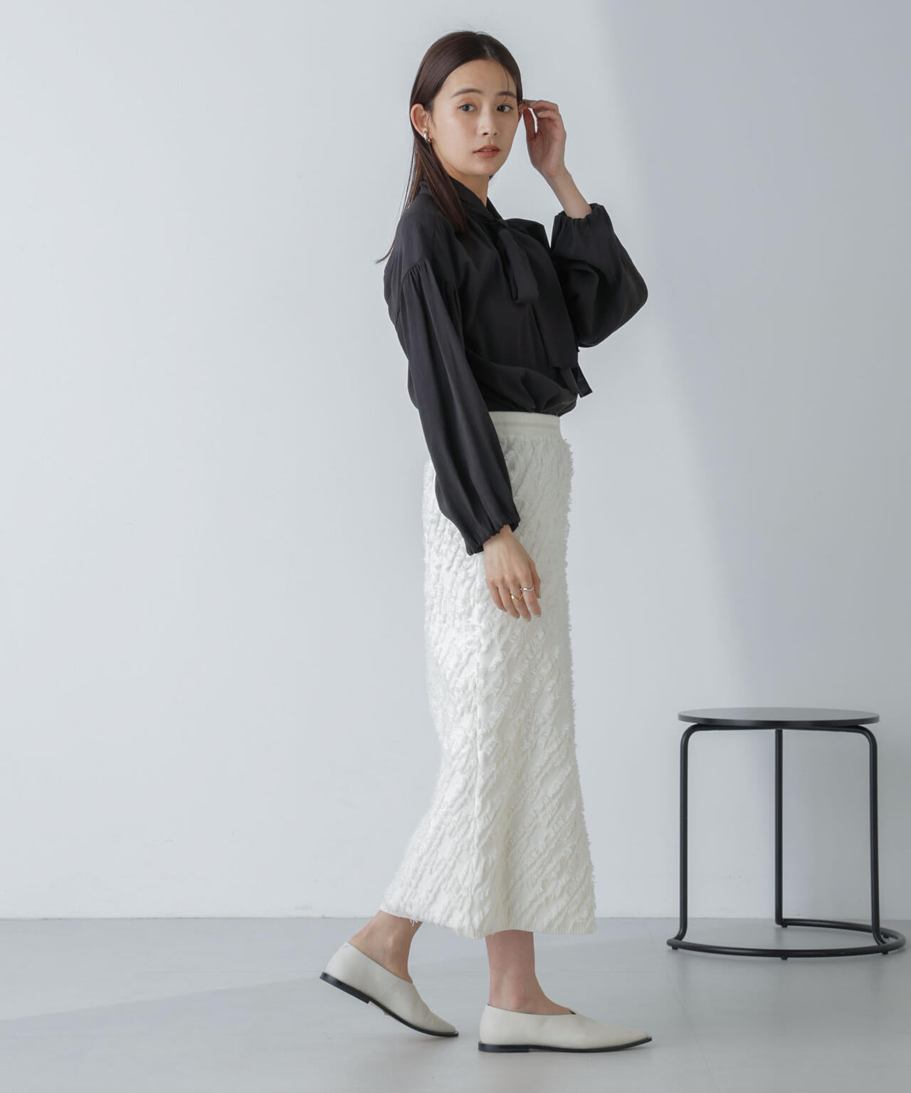 「星玲奈×NANO universe」ジョーゼットボータイブラウス 6694120316