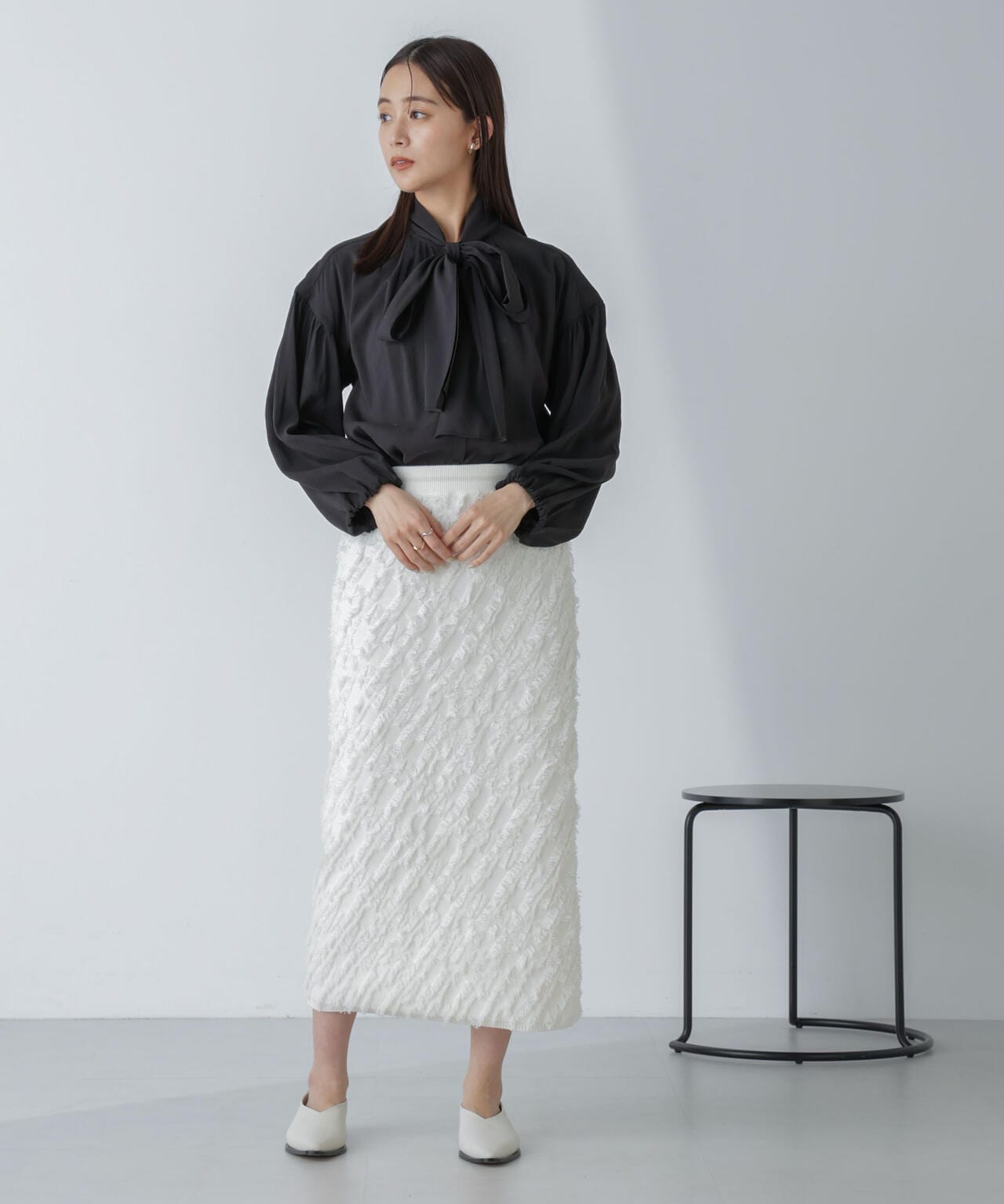 「星玲奈×NANO universe」ジョーゼットボータイブラウス 6694120316