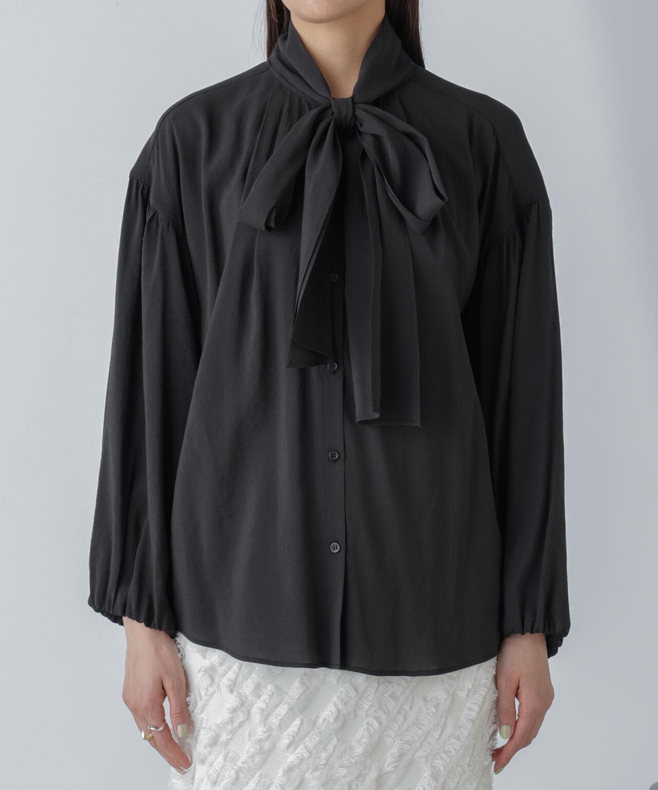 「星玲奈×NANO universe」ジョーゼットボータイブラウス 6694120316