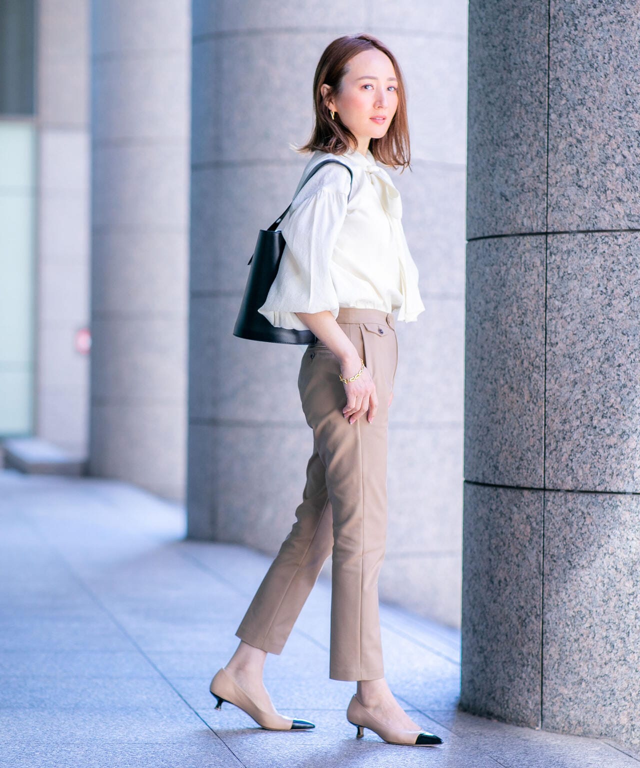 「星玲奈×NANO universe」ジョーゼットボータイブラウス 6694120316