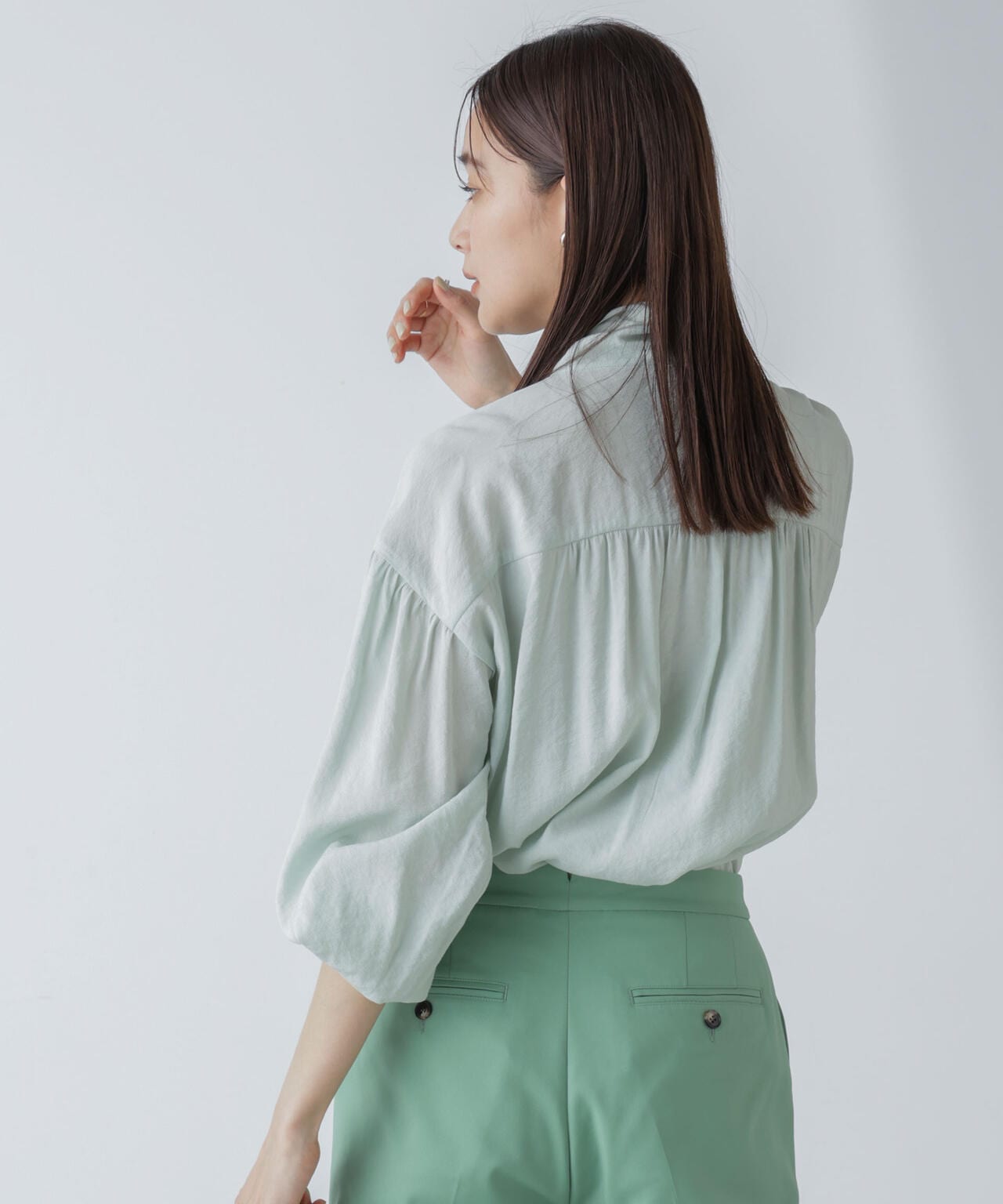 「星玲奈×NANO universe」ジョーゼットボータイブラウス 6694120316