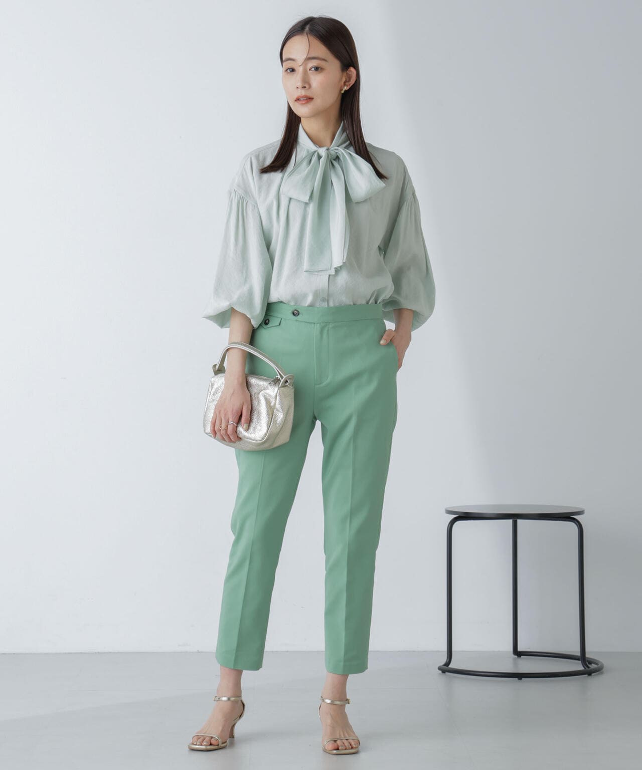 「星玲奈×NANO universe」ジョーゼットボータイブラウス 6694120316