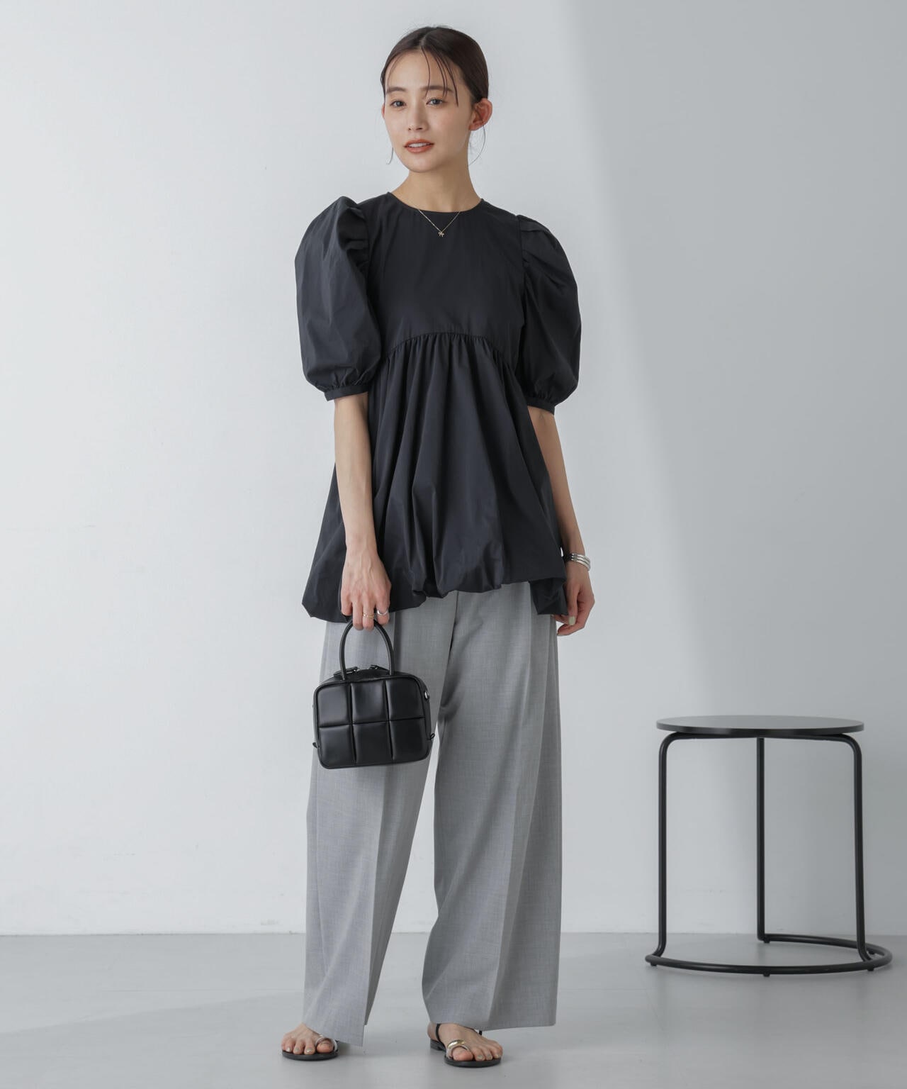 「星玲奈×NANO universe」タックスリーブバルーンブラウス 6694121303