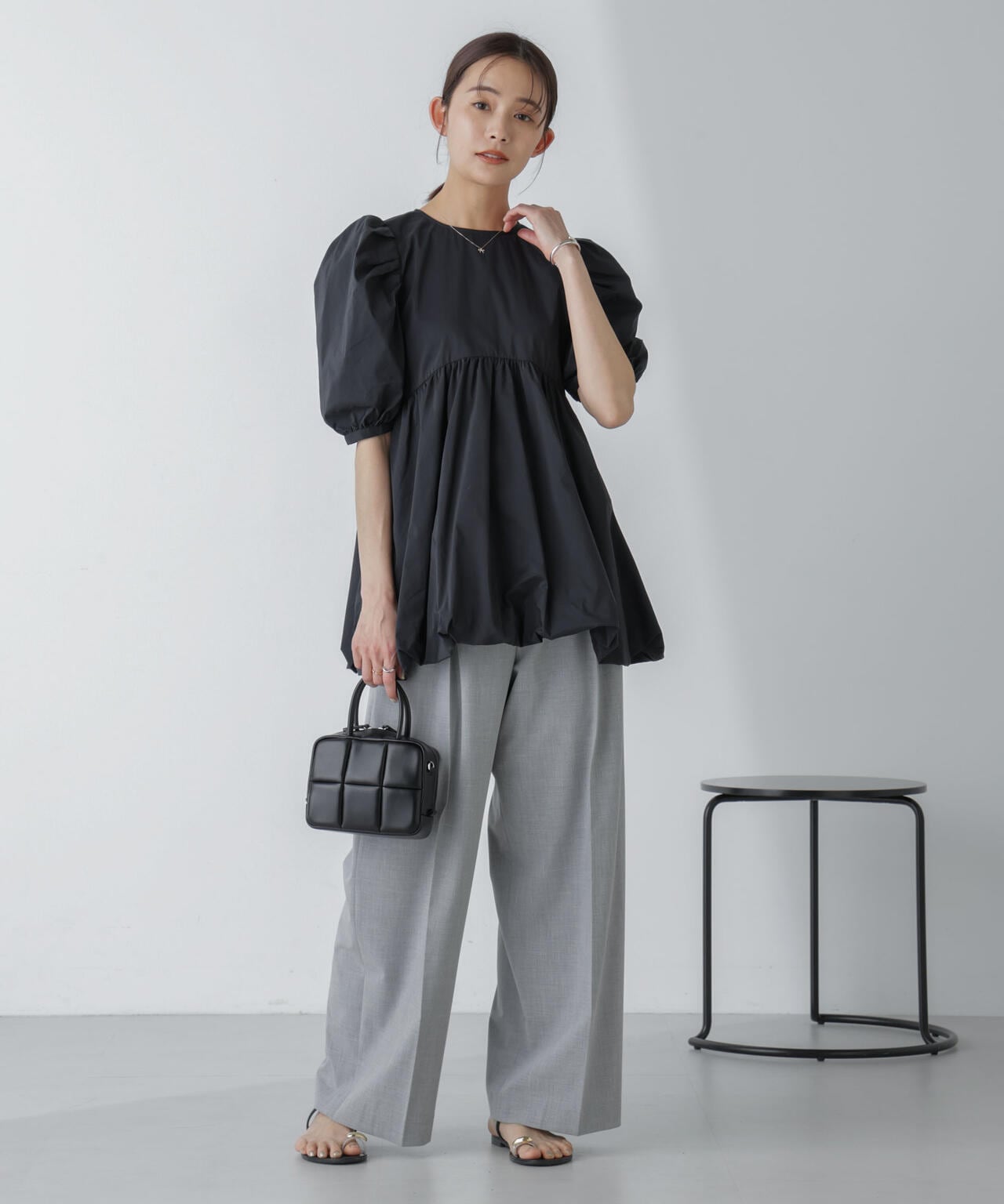 「星玲奈×NANO universe」タックスリーブバルーンブラウス 6694121303