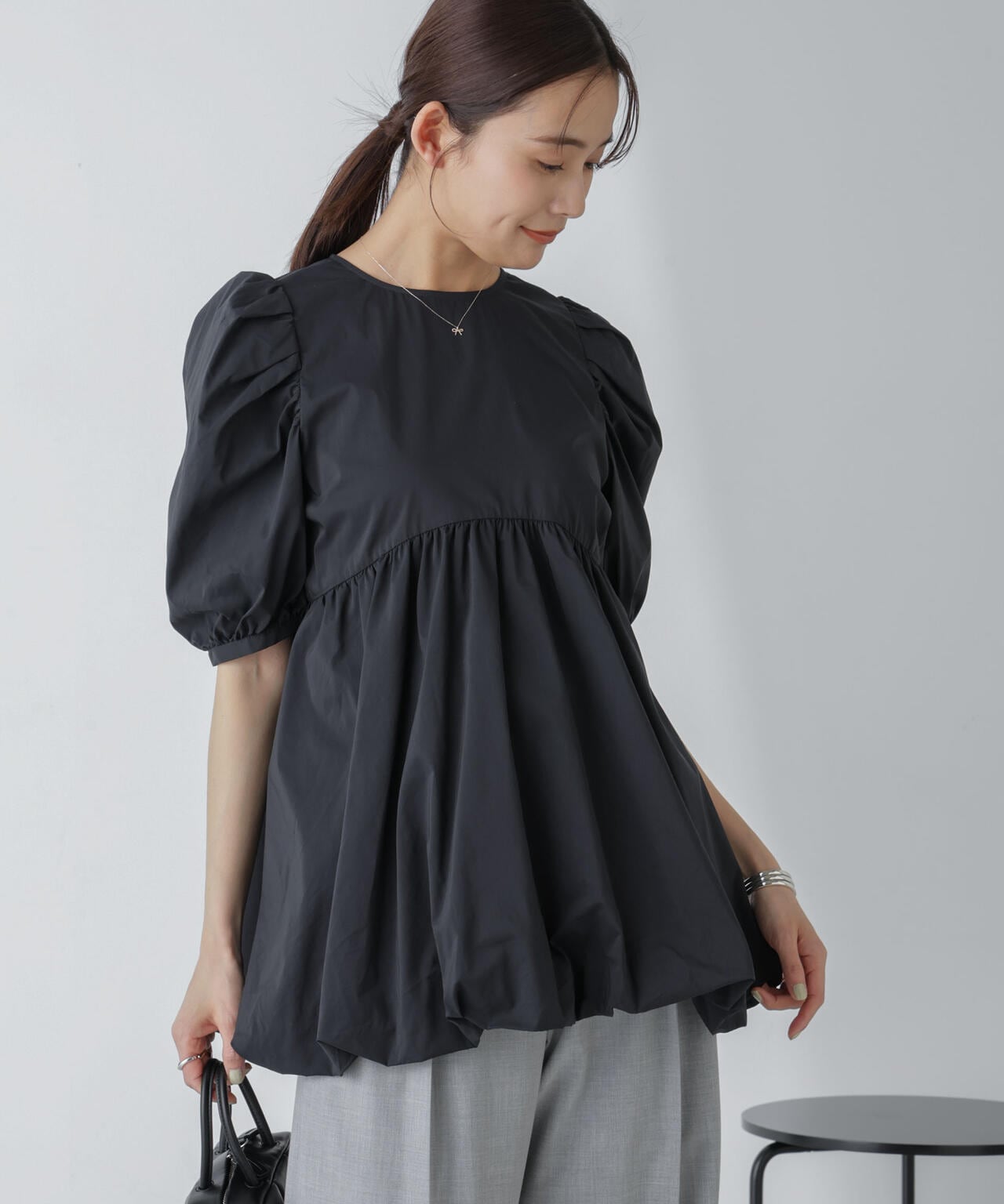 「星玲奈×NANO universe」タックスリーブバルーンブラウス 6694121303