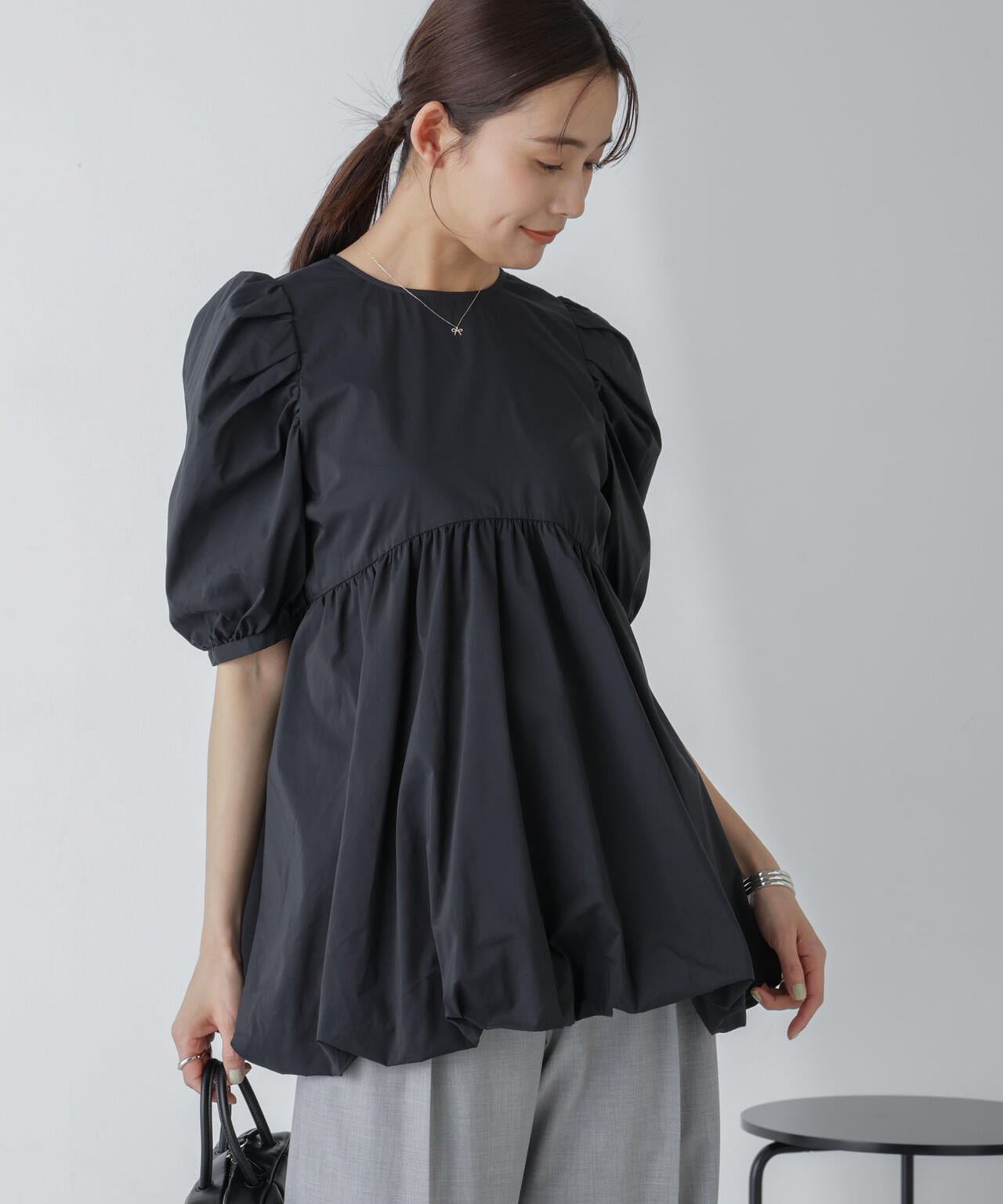 「星玲奈×NANO universe」タックスリーブバルーンブラウス 6694121303