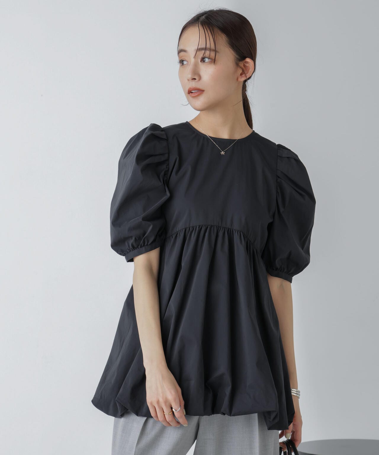 「星玲奈×NANO universe」タックスリーブバルーンブラウス 6694121303
