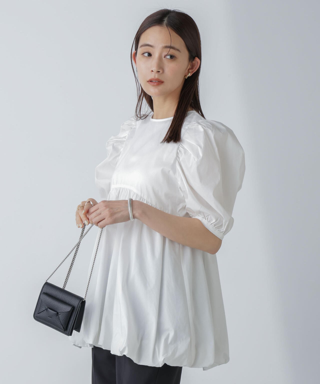 「星玲奈×NANO universe」タックスリーブバルーンブラウス 6694121303