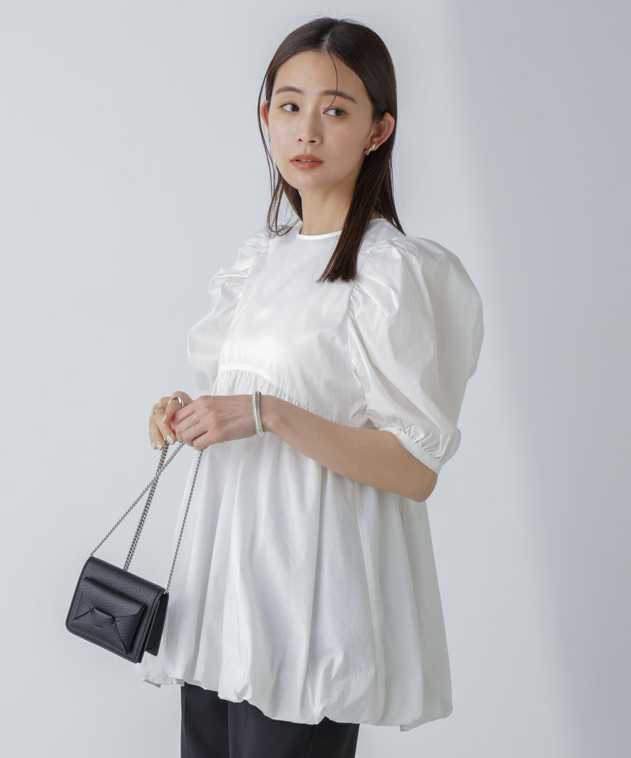 「星玲奈×NANO universe」タックスリーブバルーンブラウス 6694121303
