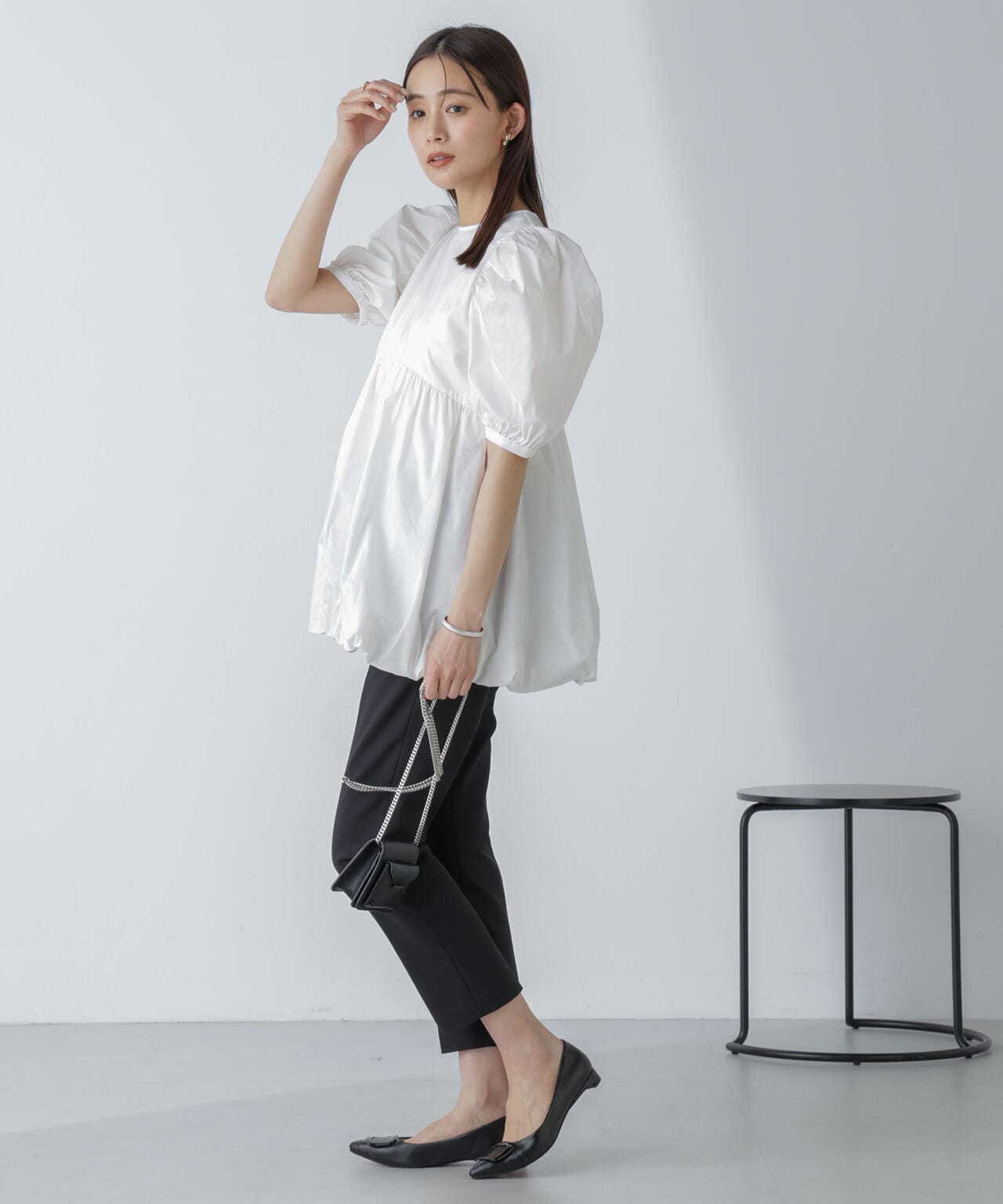 「星玲奈×NANO universe」タックスリーブバルーンブラウス 6694121303