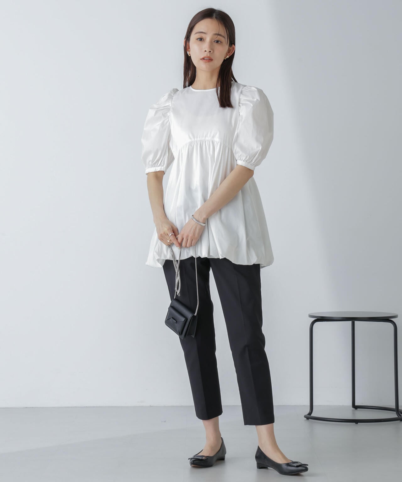 「星玲奈×NANO universe」タックスリーブバルーンブラウス 6694121303