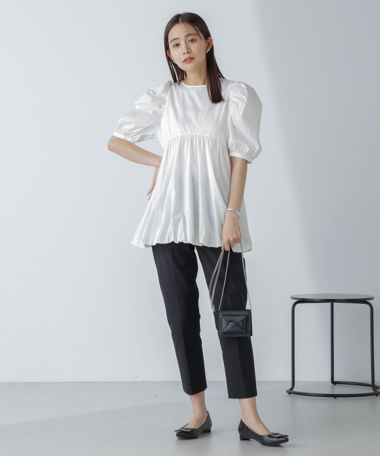 「星玲奈×NANO universe」タックスリーブバルーンブラウス 6694121303