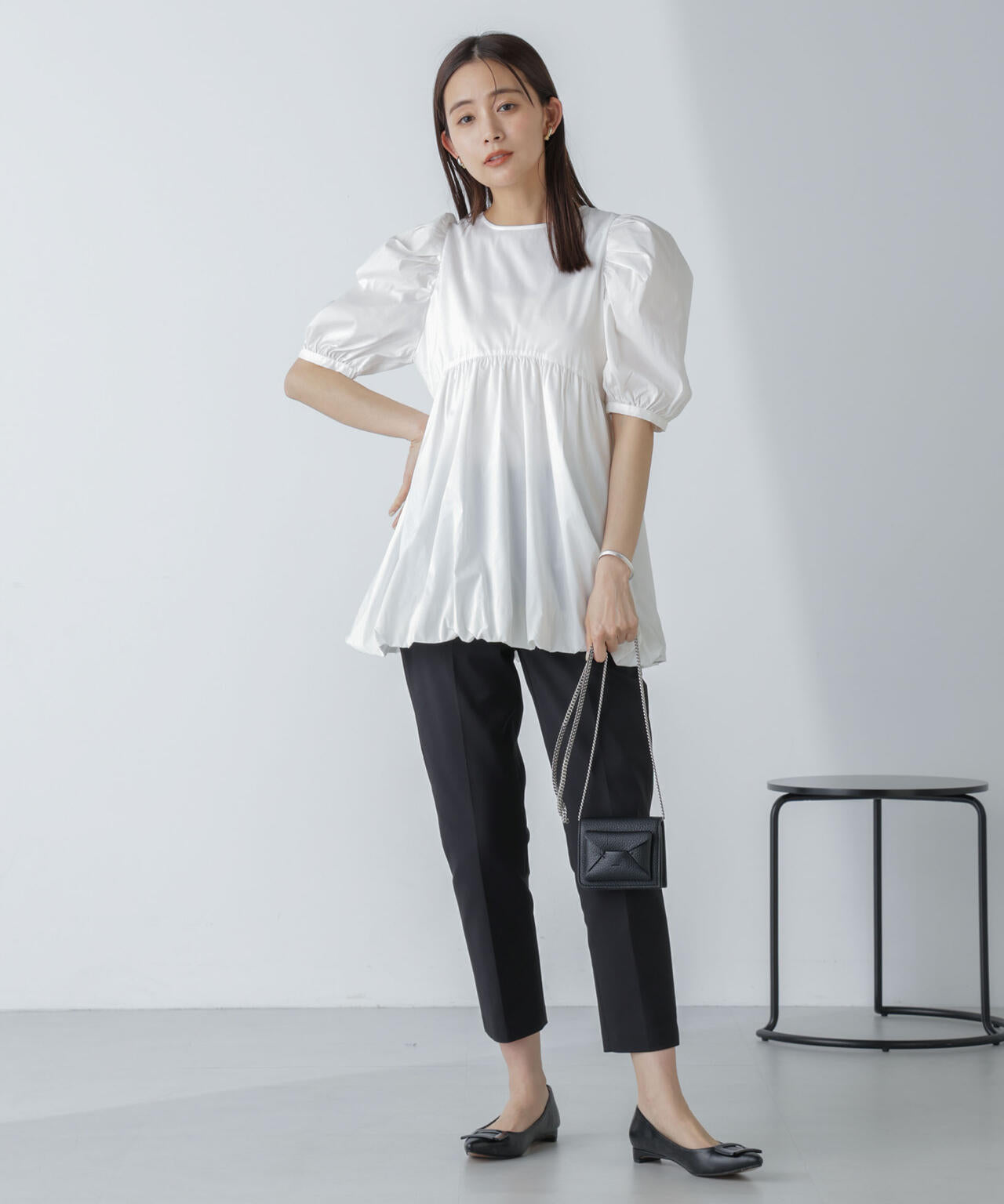 「星玲奈×NANO universe」タックスリーブバルーンブラウス 6694121303