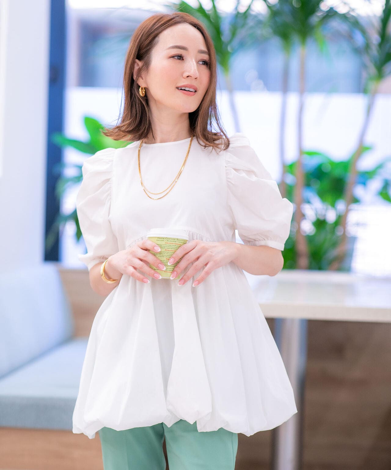 「星玲奈×NANO universe」タックスリーブバルーンブラウス 6694121303