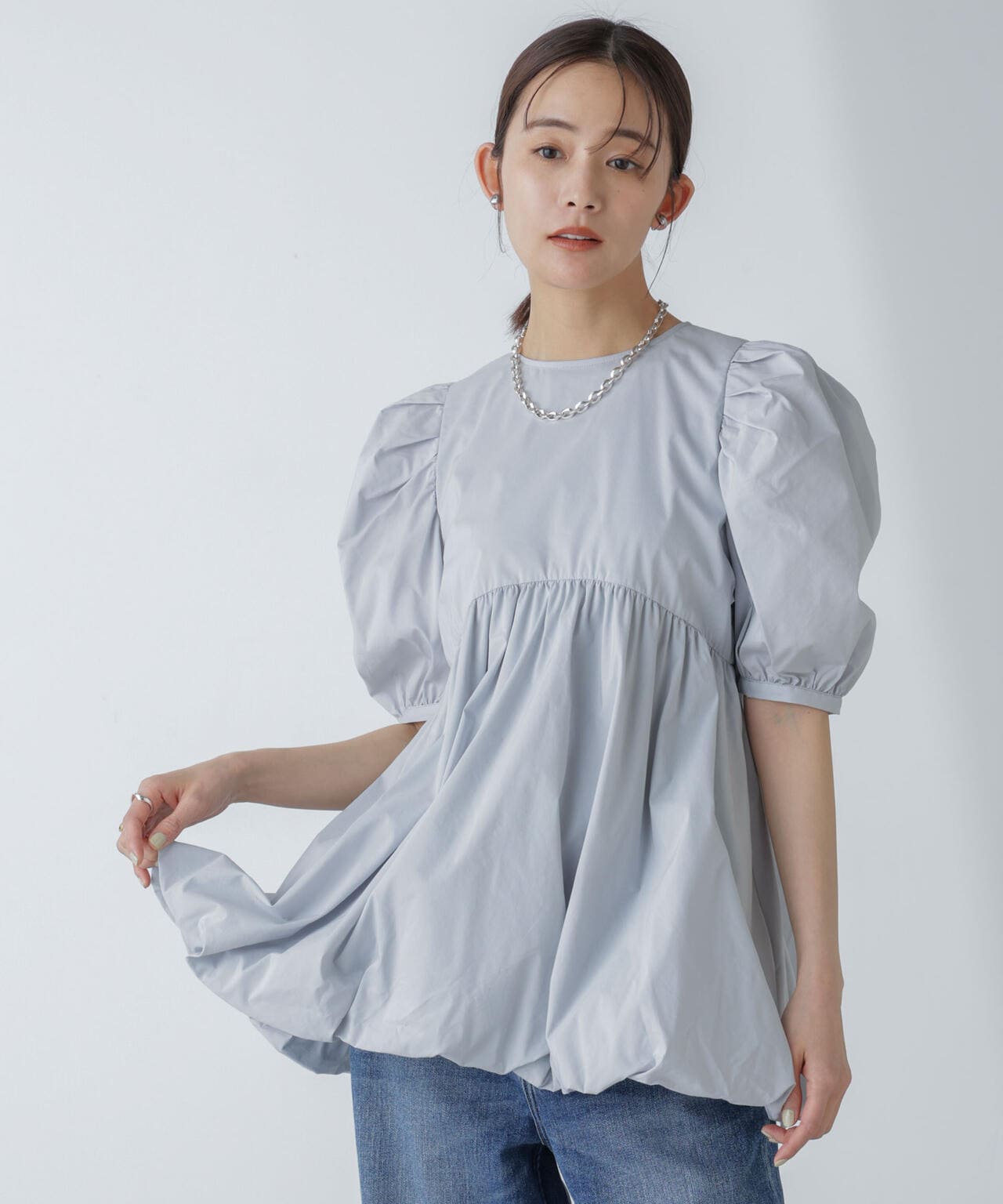 「星玲奈×NANO universe」タックスリーブバルーンブラウス 6694121303