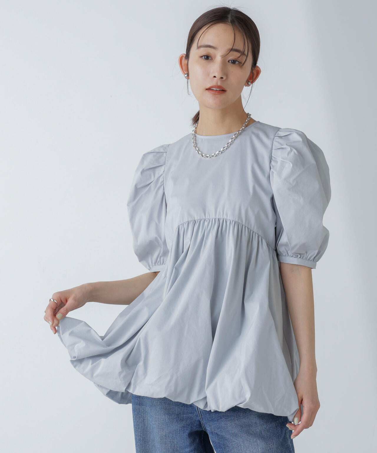 「星玲奈×NANO universe」タックスリーブバルーンブラウス 6694121303