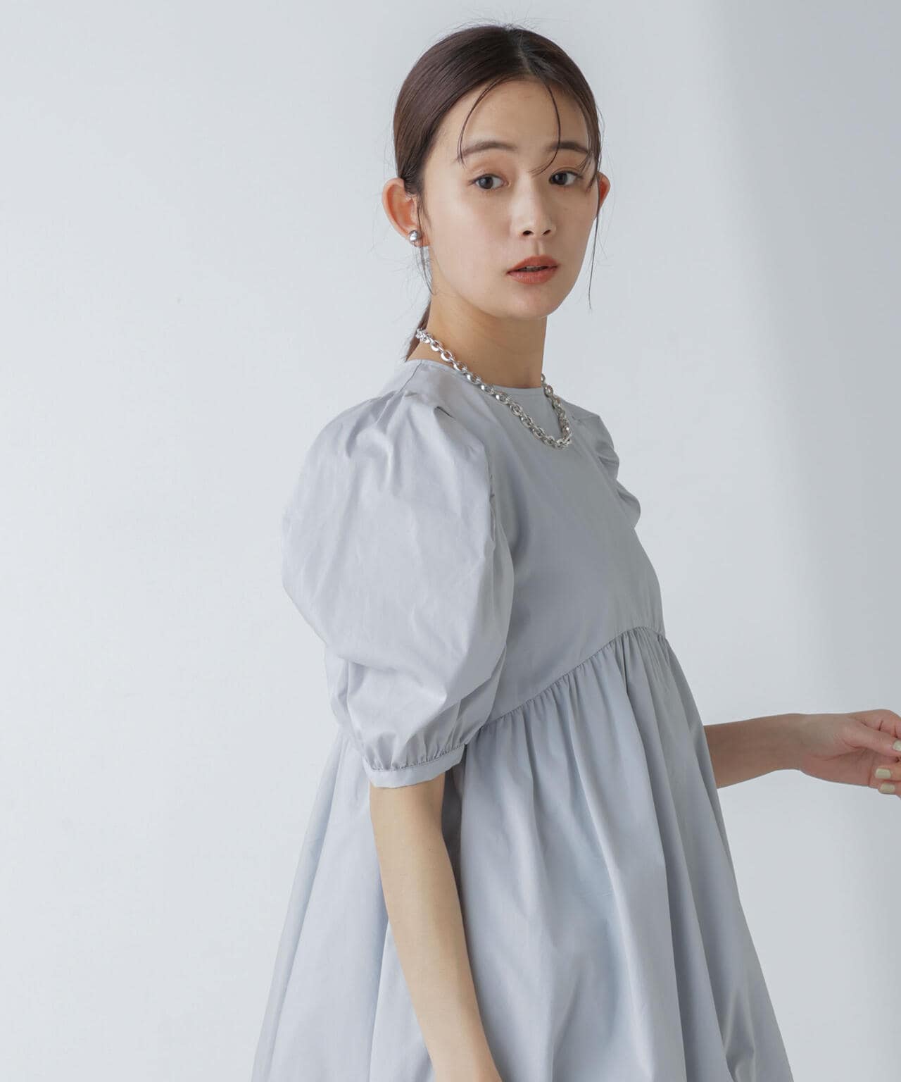 「星玲奈×NANO universe」タックスリーブバルーンブラウス 6694121303