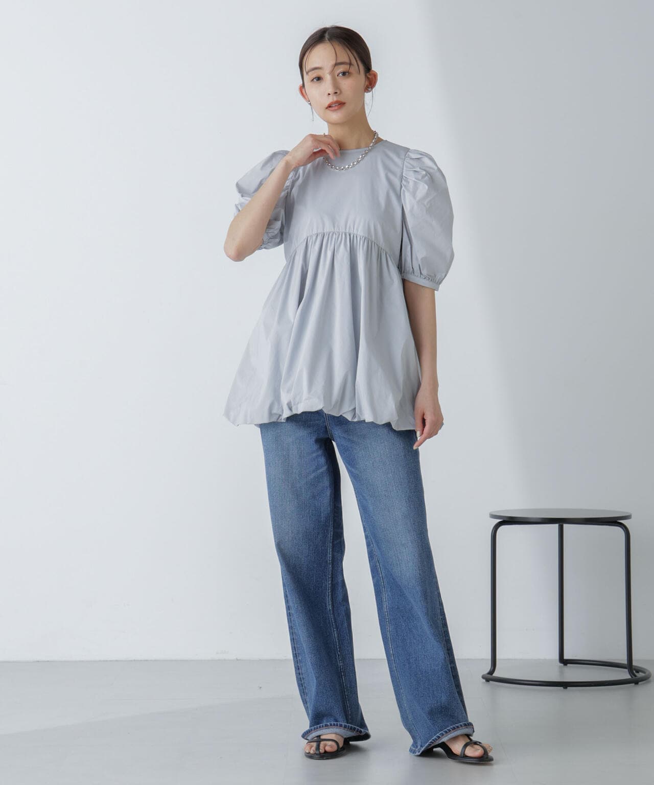 「星玲奈×NANO universe」タックスリーブバルーンブラウス 6694121303