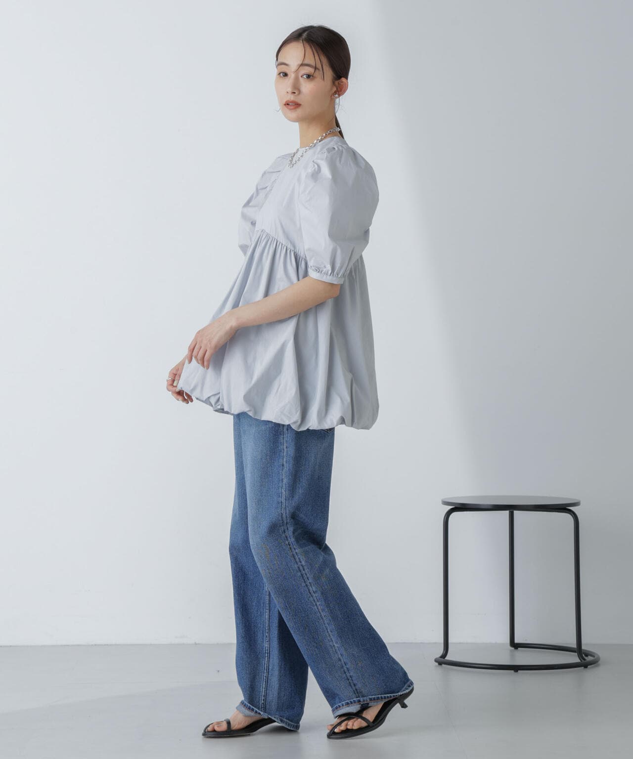 「星玲奈×NANO universe」タックスリーブバルーンブラウス 6694121303