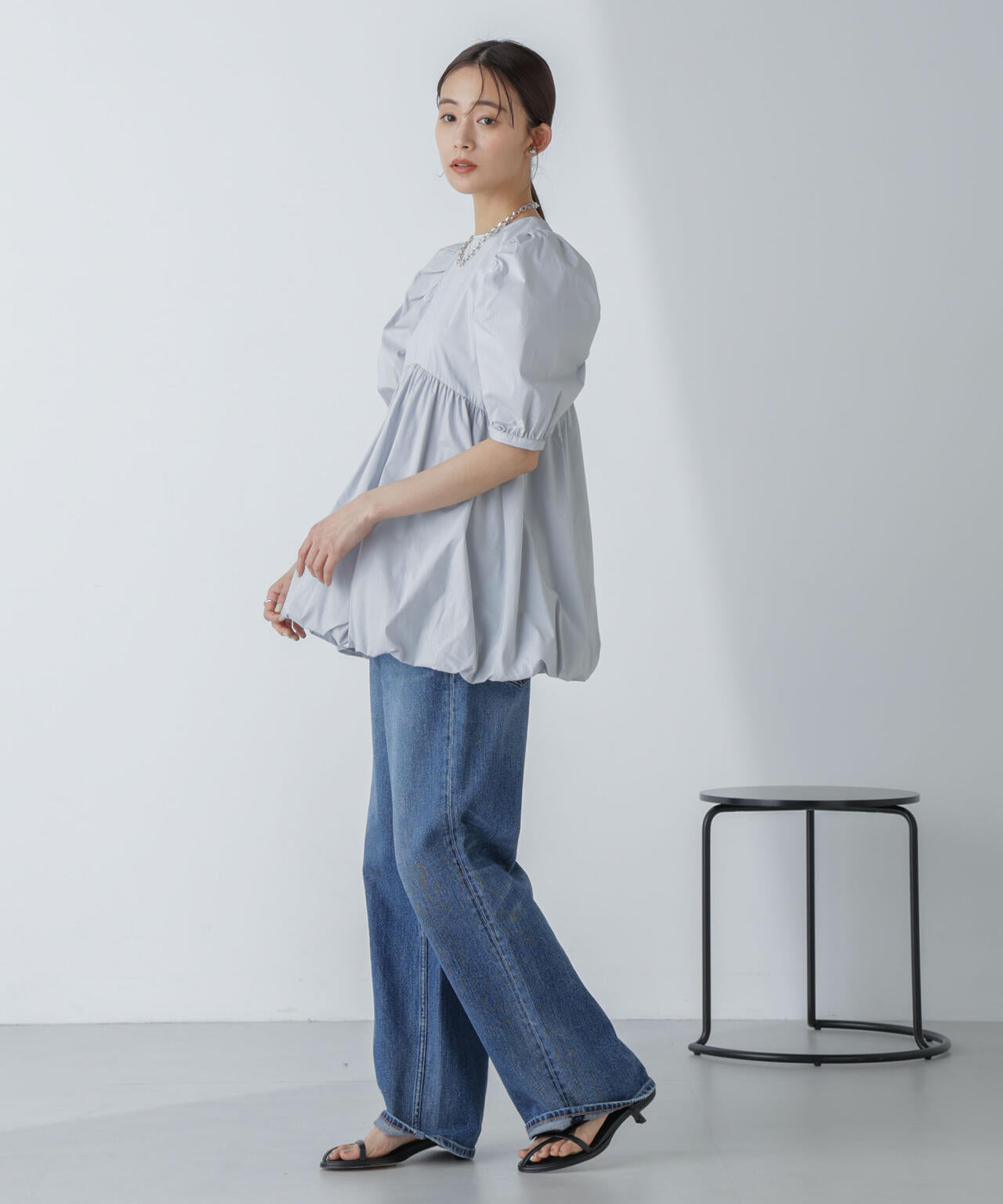 「星玲奈×NANO universe」タックスリーブバルーンブラウス 6694121303