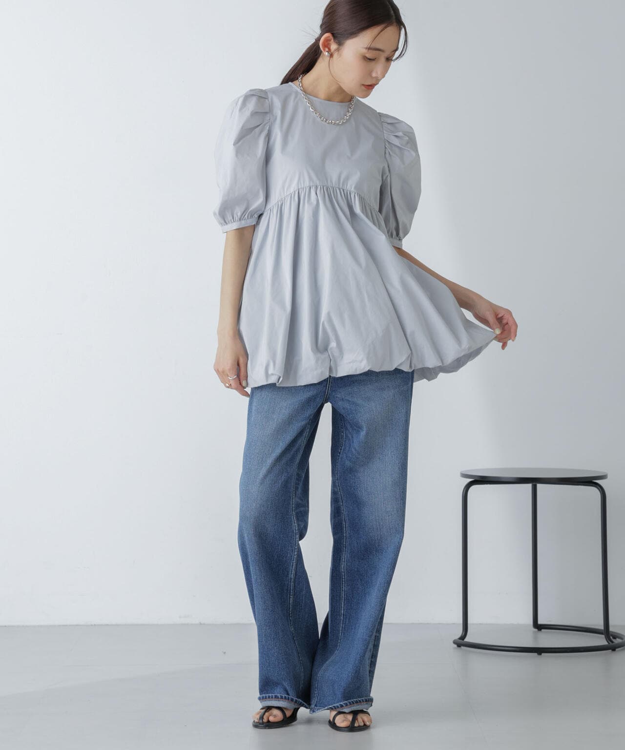 「星玲奈×NANO universe」タックスリーブバルーンブラウス 6694121303