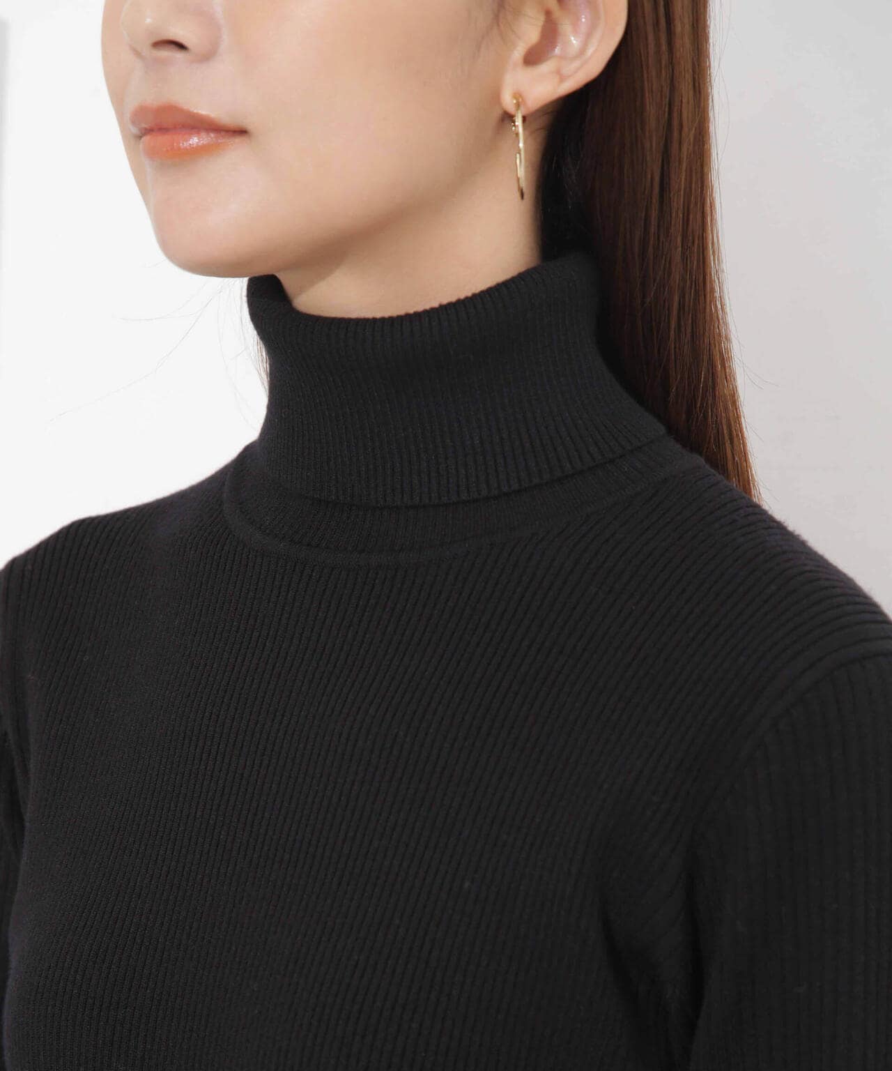 椿オイル加工リブタートルニット 6694122300