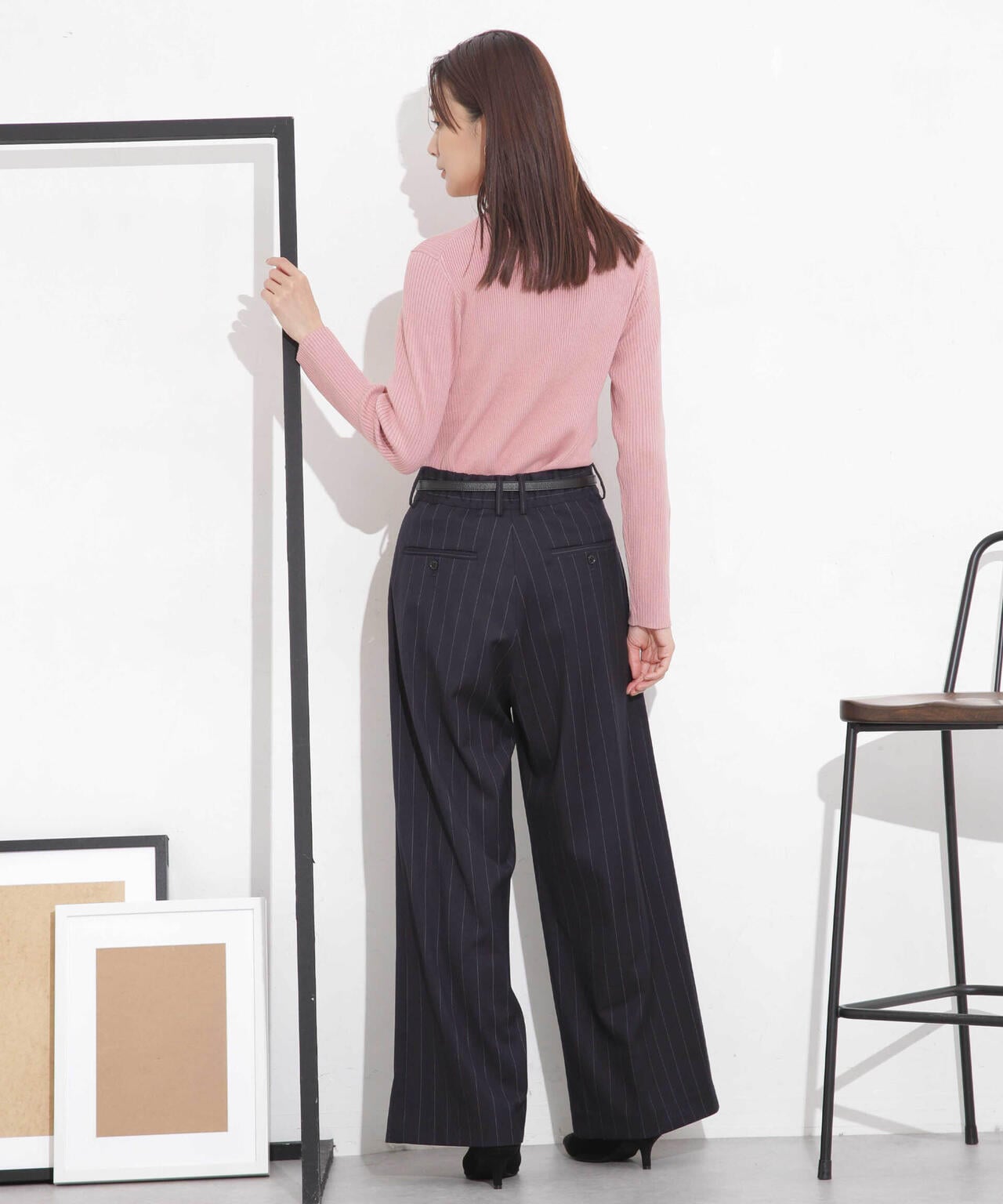 椿オイル加工リブタートルニット 6694122300