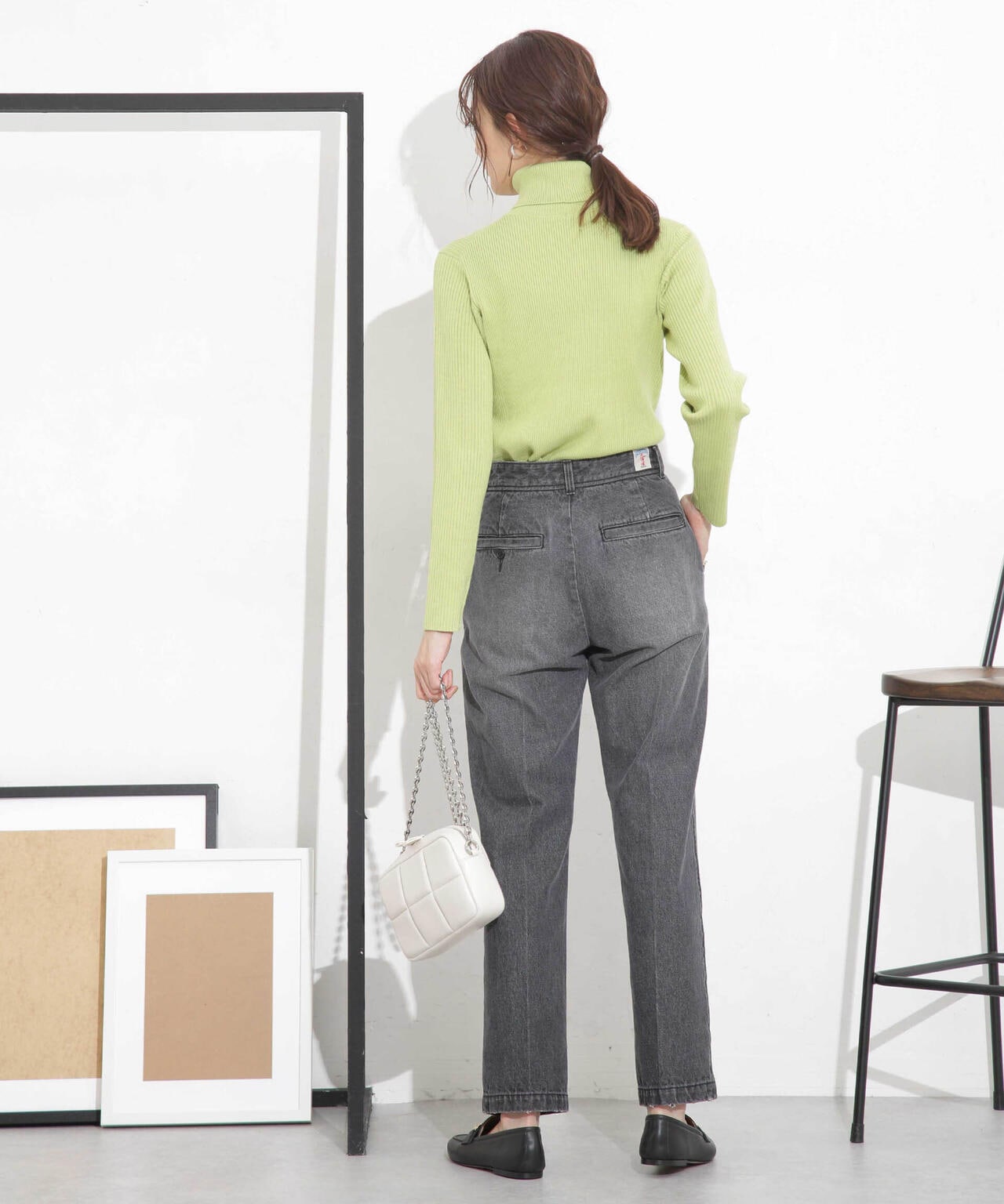 椿オイル加工リブタートルニット 6694122300