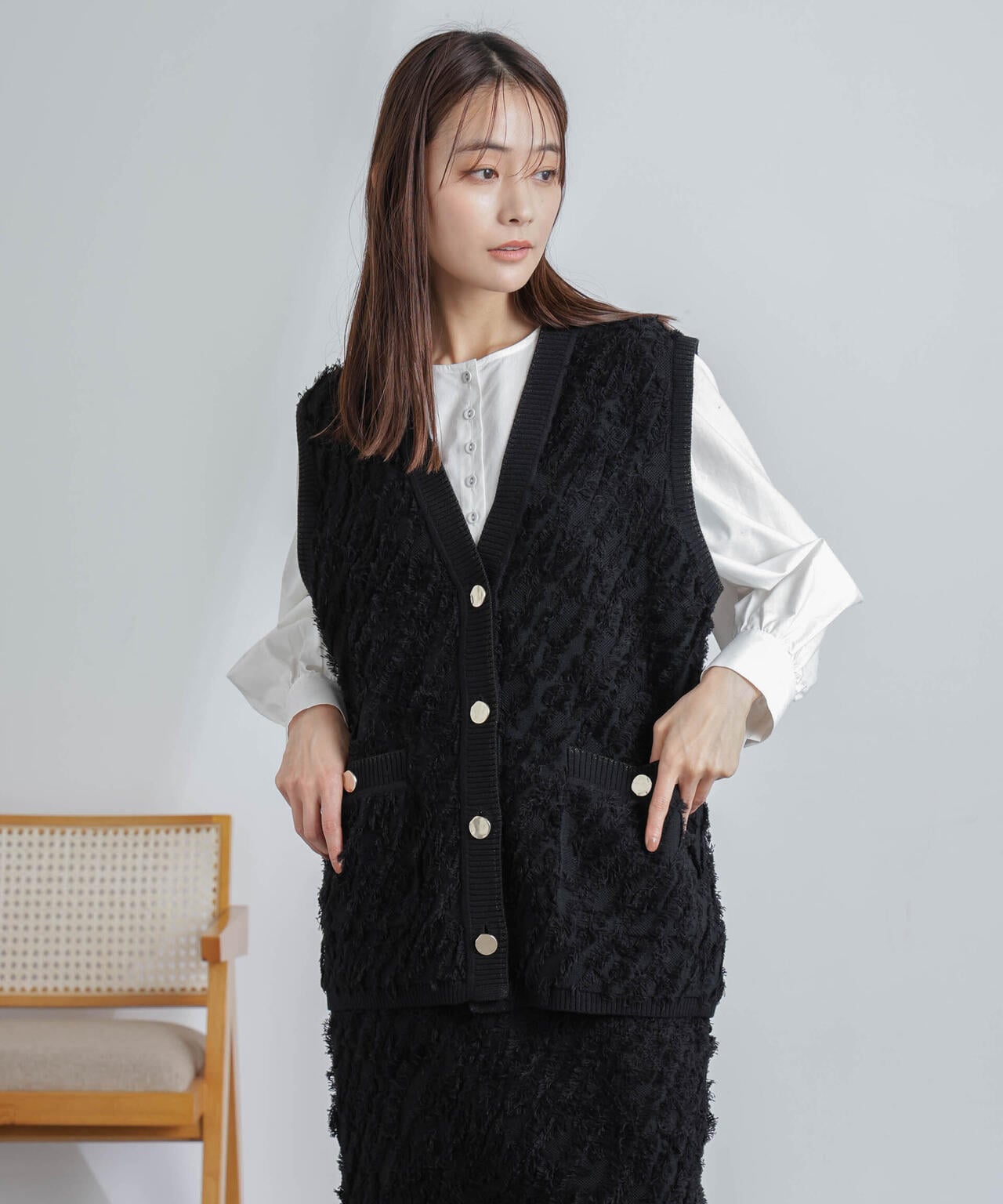 フリンジニットベスト(セットアップ可) 6694122304