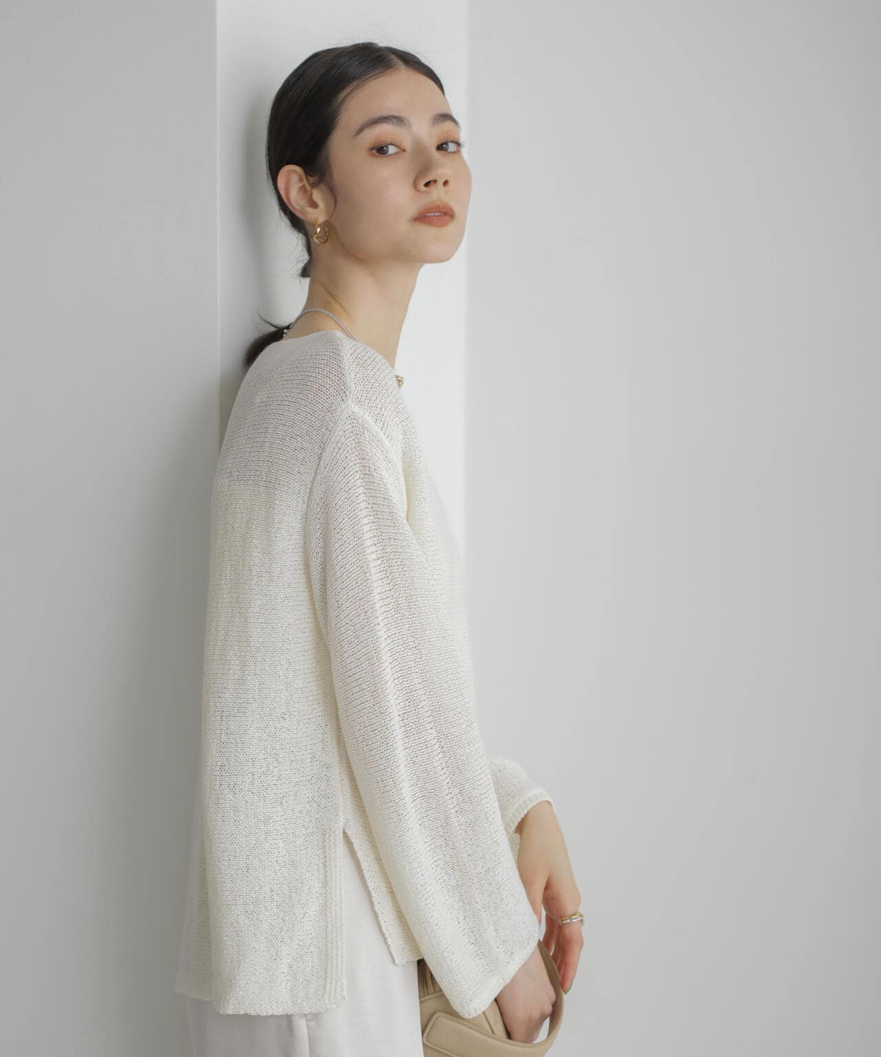 リネン混テープヤーンプルオーバー 6694122313