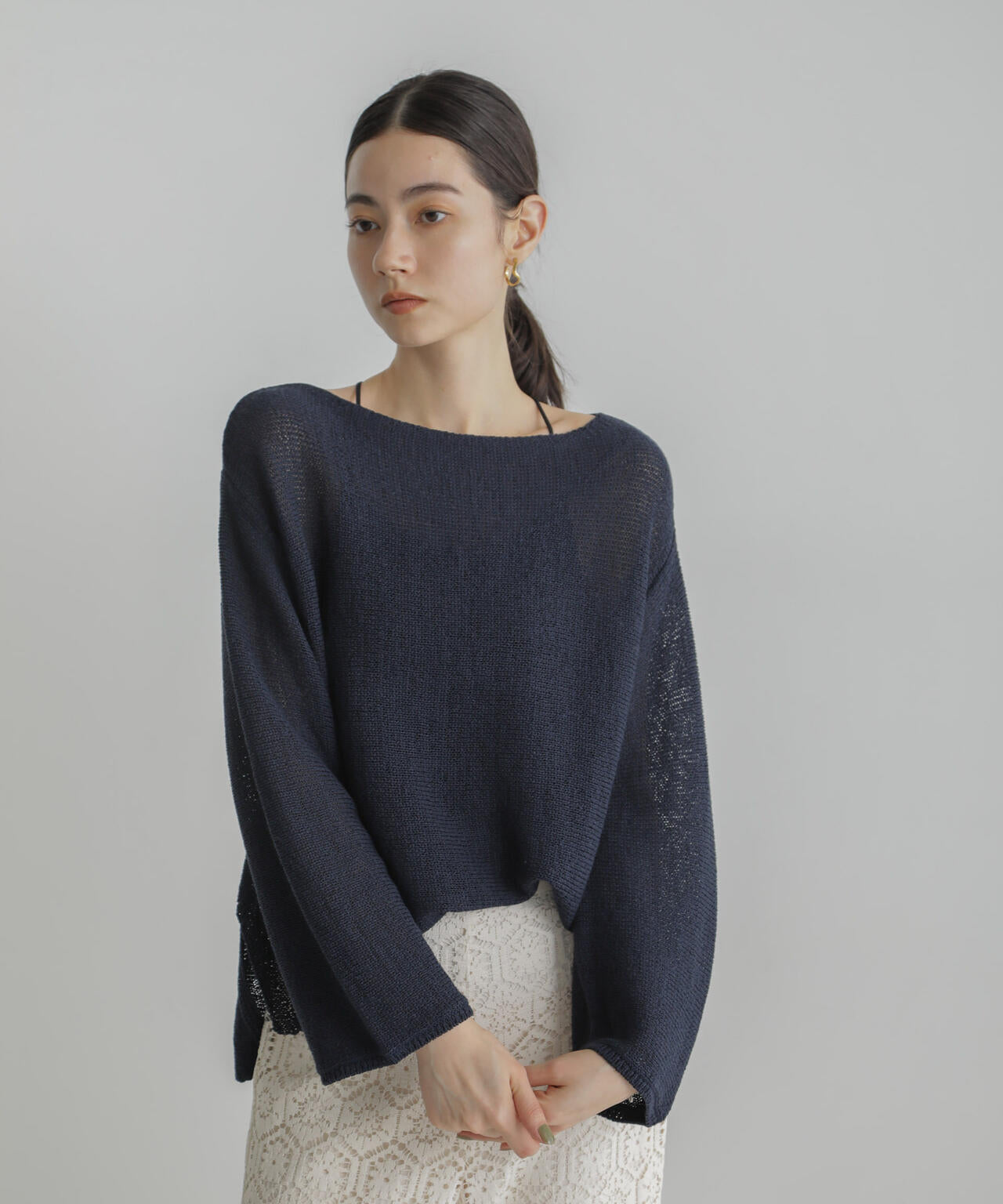 リネン混テープヤーンプルオーバー 6694122313